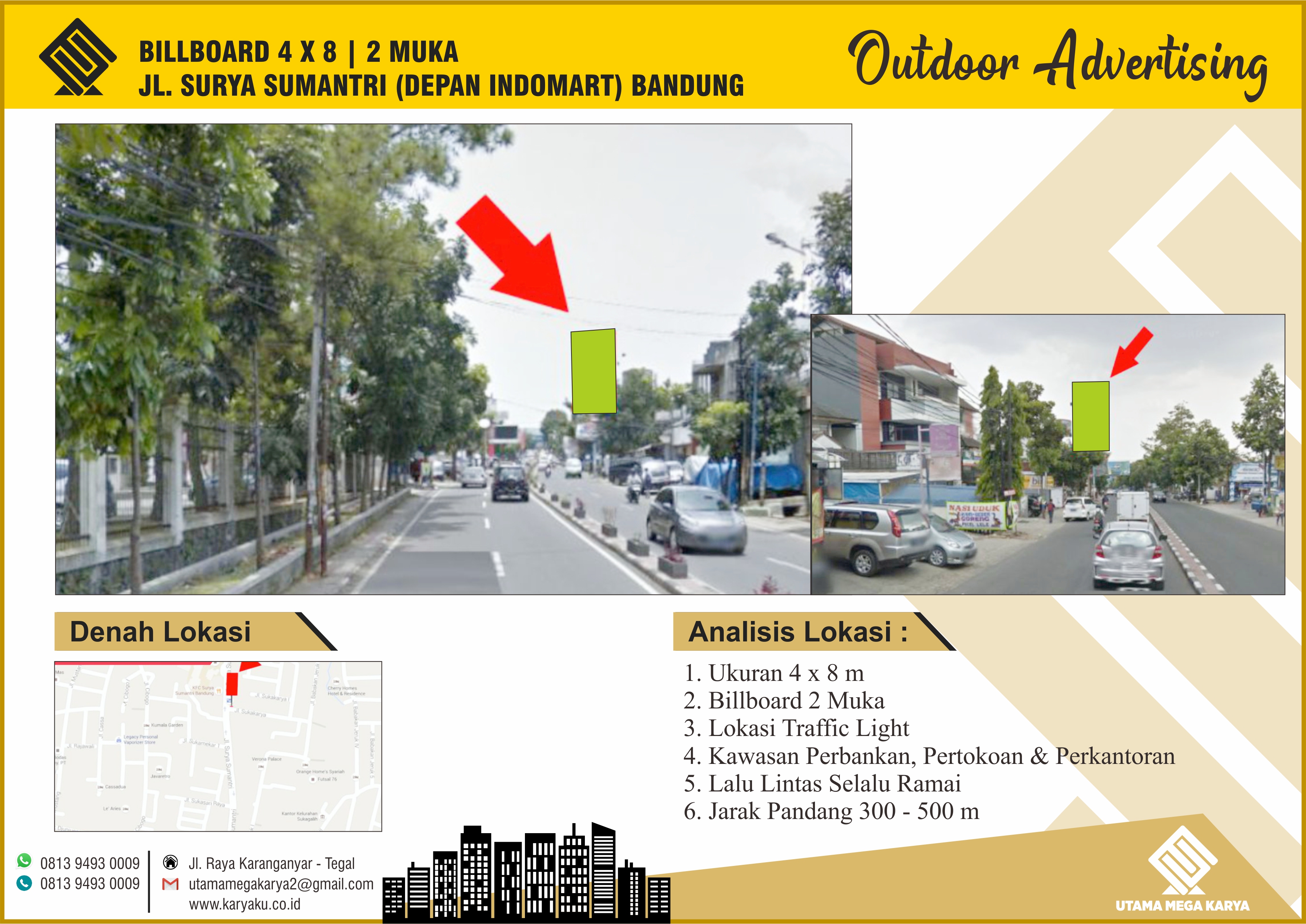 Sewa Titik Billboard dan Baliho di Bandung, Jl. Surya Sumantri (Depan Indomart) Bandung