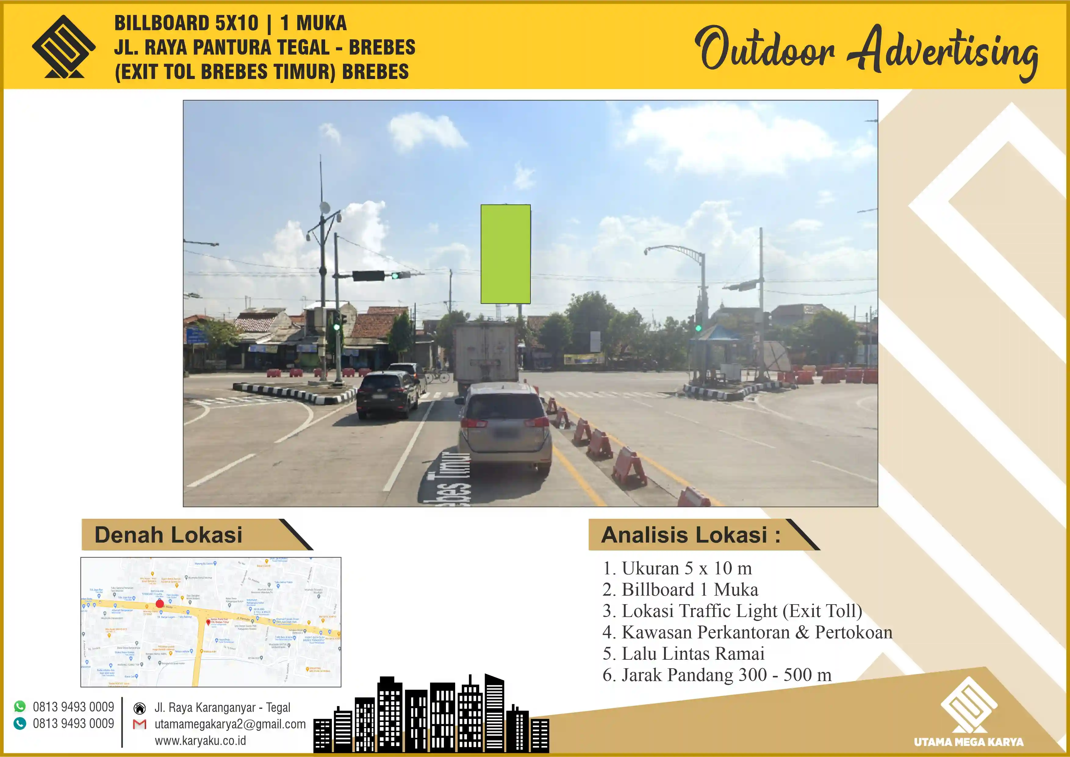 Sewa Titik Billboard dan Baliho di Brebes, Jl. Raya Pantura (Exit Tol Brebes Timur) Brebes