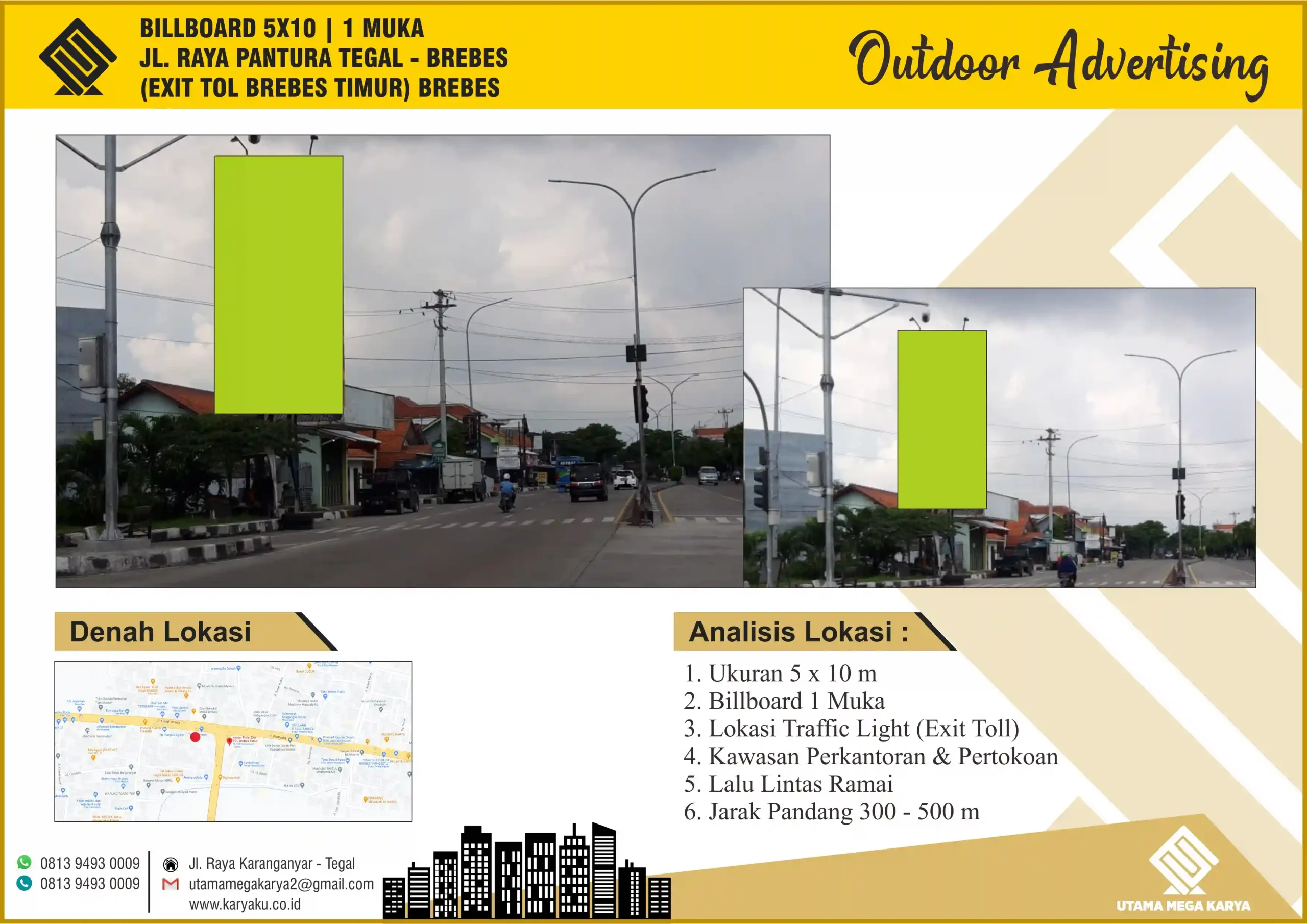 Sewa Titik Billboard dan Baliho di Brebes, Jl. Raya Pantura (Exit Tol Brebes Timur) Brebes