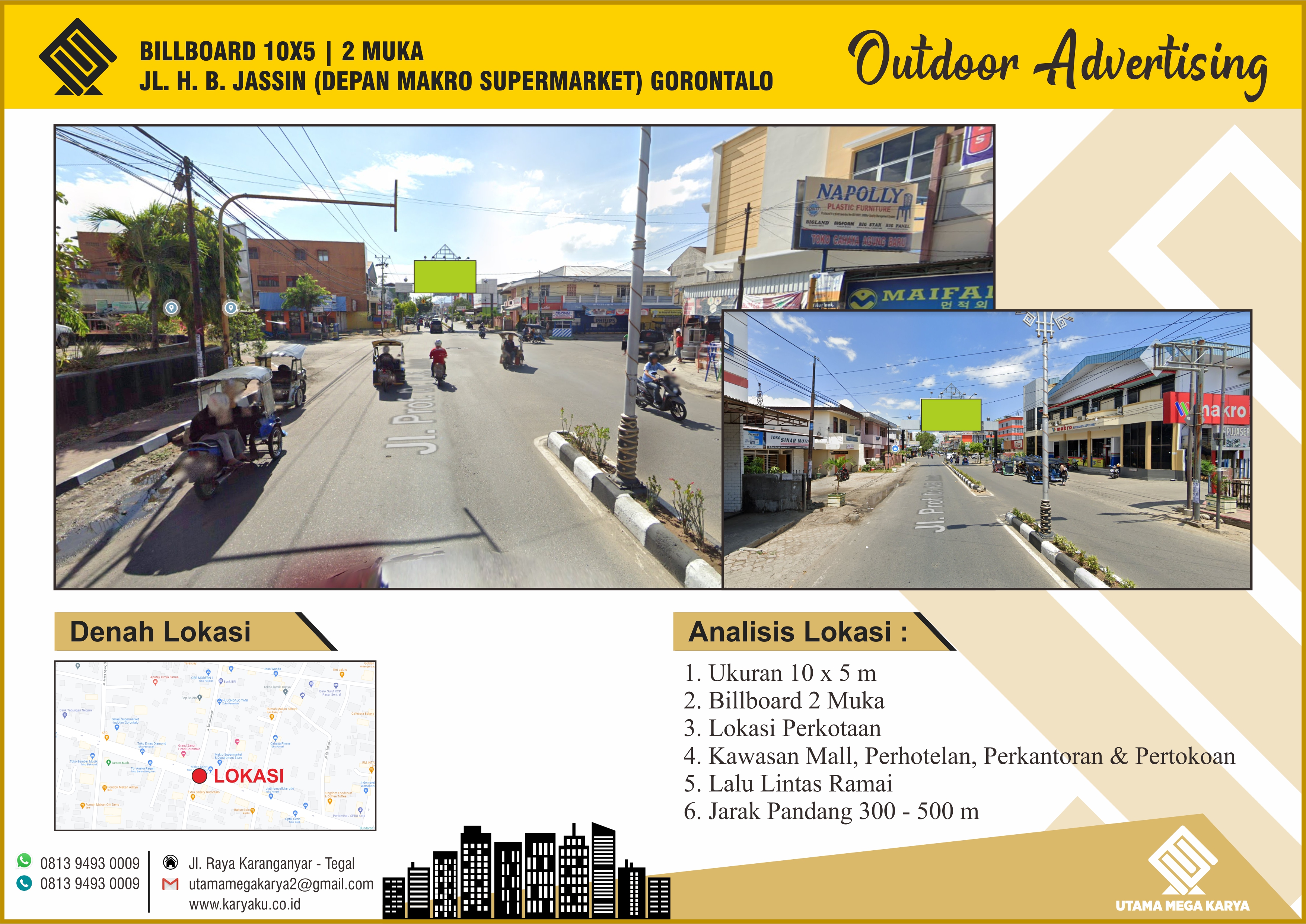 Sewa Titik Billboard dan Baliho di Gorontalo, Jl. H. B. Jassin (Depan Makro Supermarket) Gorontalo