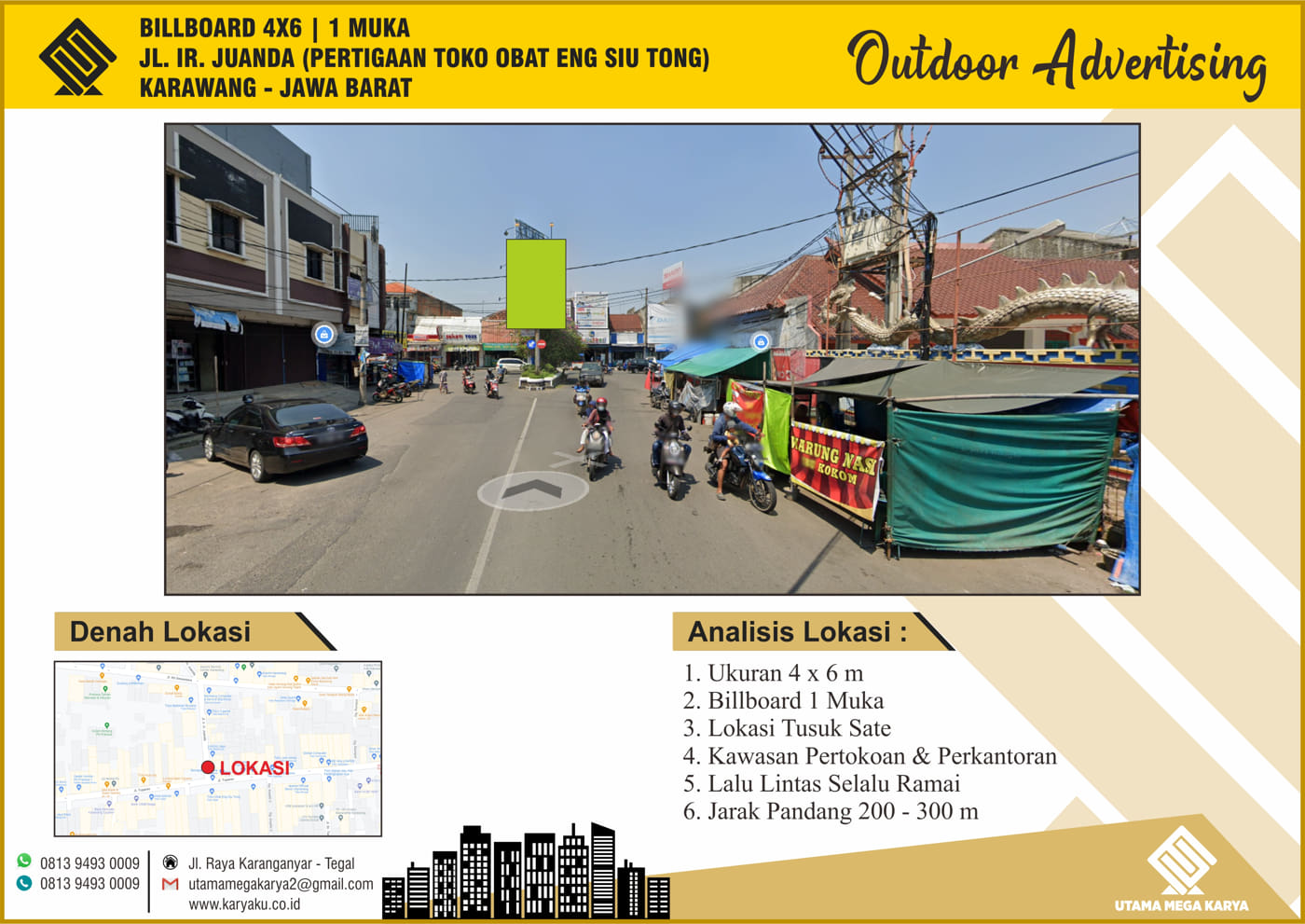 BILLBOARD KARAWANG 4x6 JL. IR. JUANDA (PERTIGAAN TOKO OBAT ENG SIU TONG) KARAWANG