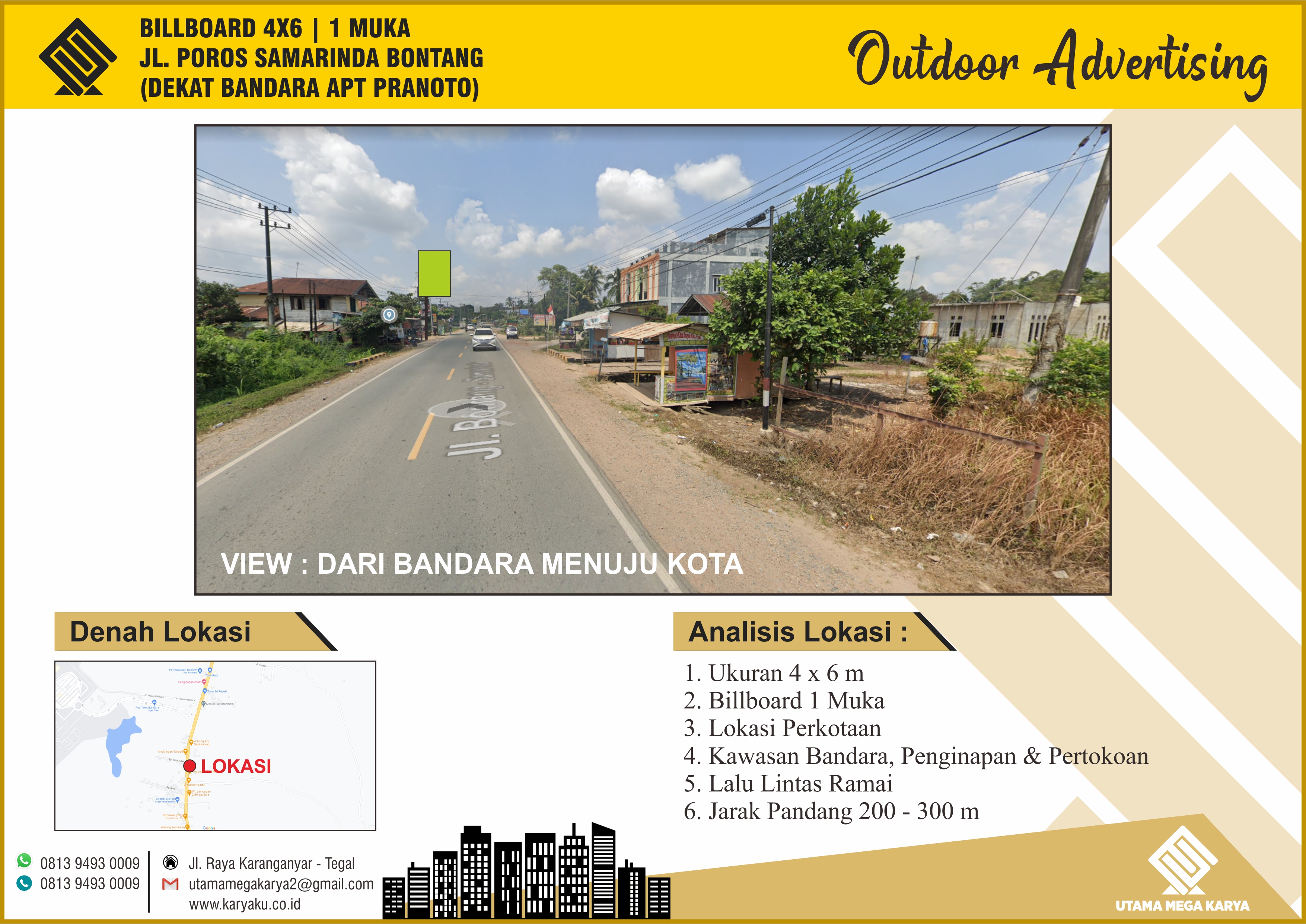 Sewa Titik Billboard dan Baliho di Samarinda, Jl. Poros Samarinda Bontang (Dekat Bandara Apt Pranoto)