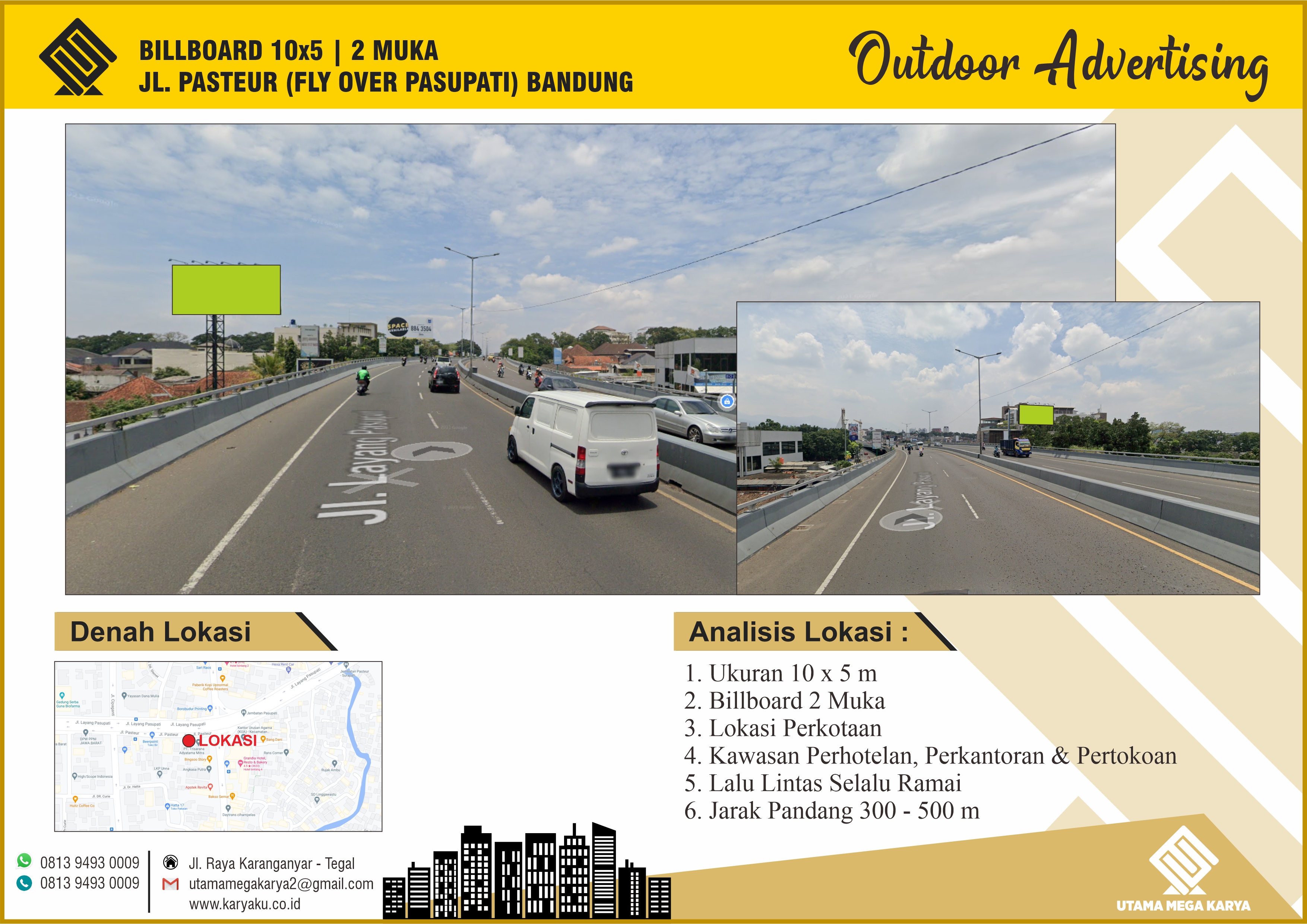 Sewa Titik Billboard Bandung, Jl. Pasteur (Fly Over Pasupati) Bandung