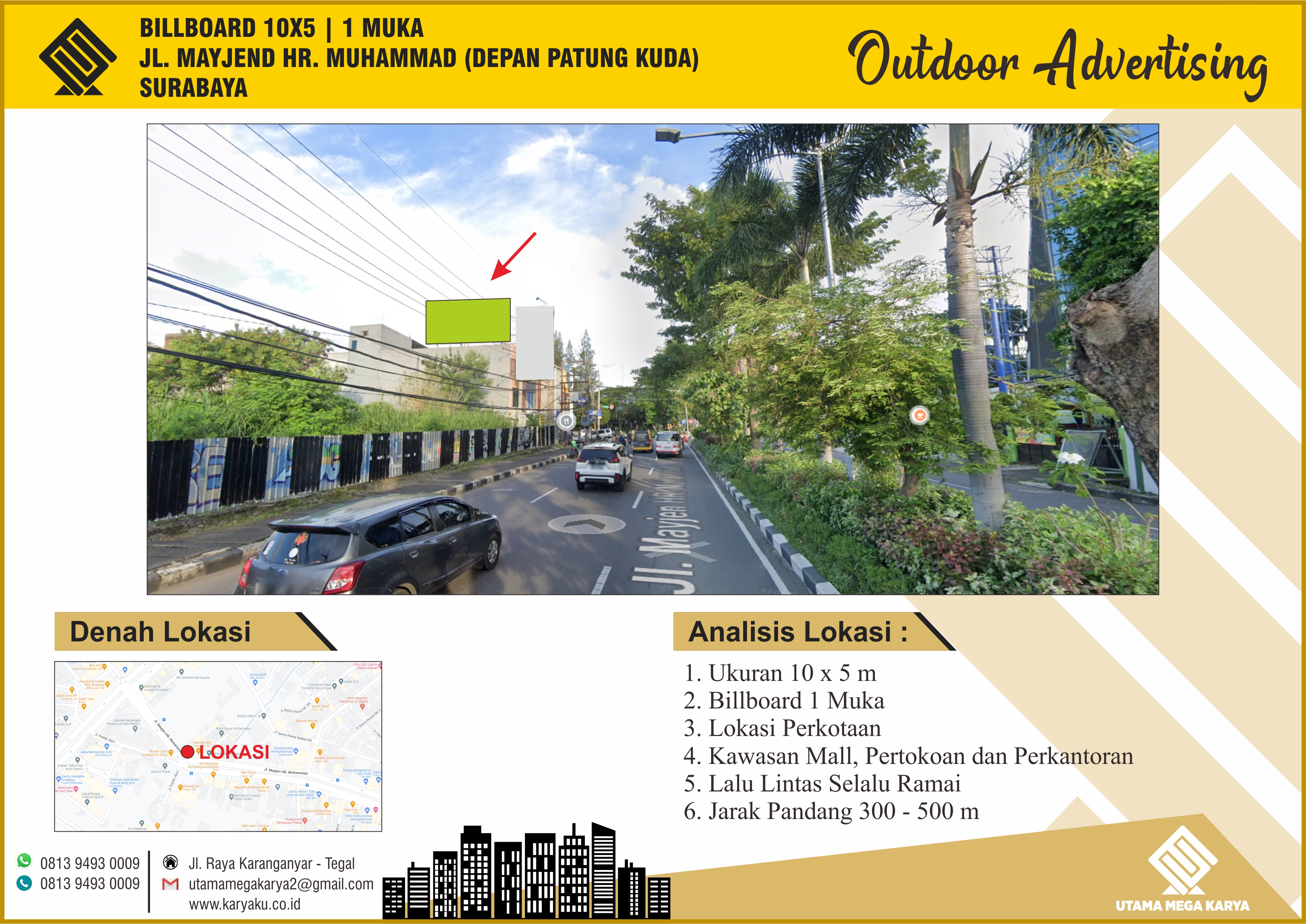 Sewa Titik Billboard Surabaya, Jl. Mayjend Hr. Muhammad (Depan Patung Kuda) Surabaya