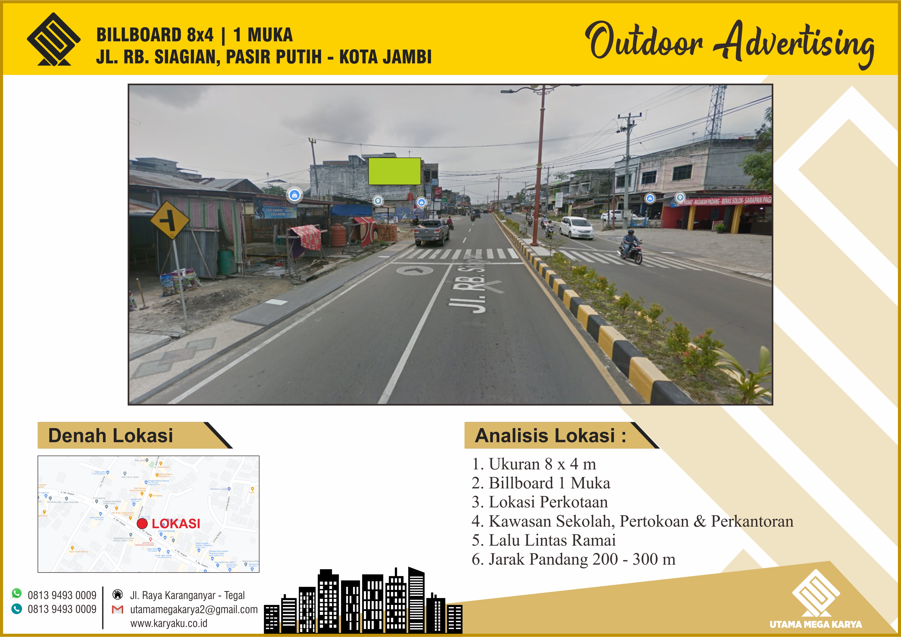 Sewa Titik Billboard dan Baliho di Jambi, Jl. RB. Siagian, Pasir Putih - Kota Jambi
