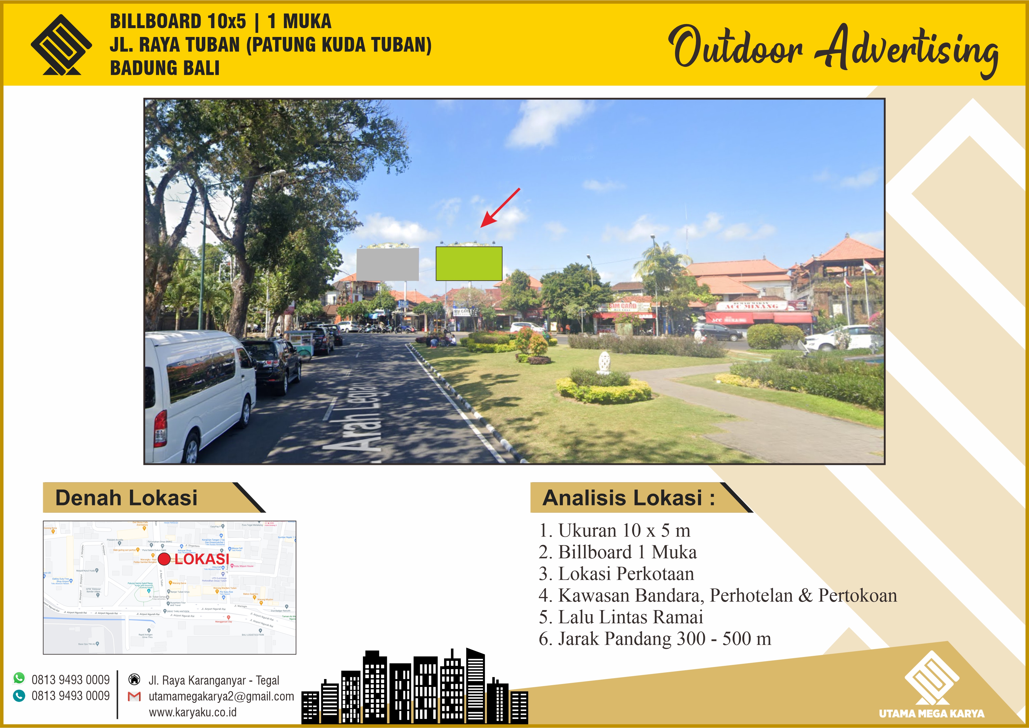 Sewa Titik Billboard Badung Bali, Jl. Raya Tuban (Patung Kuda Tuban) - Bali