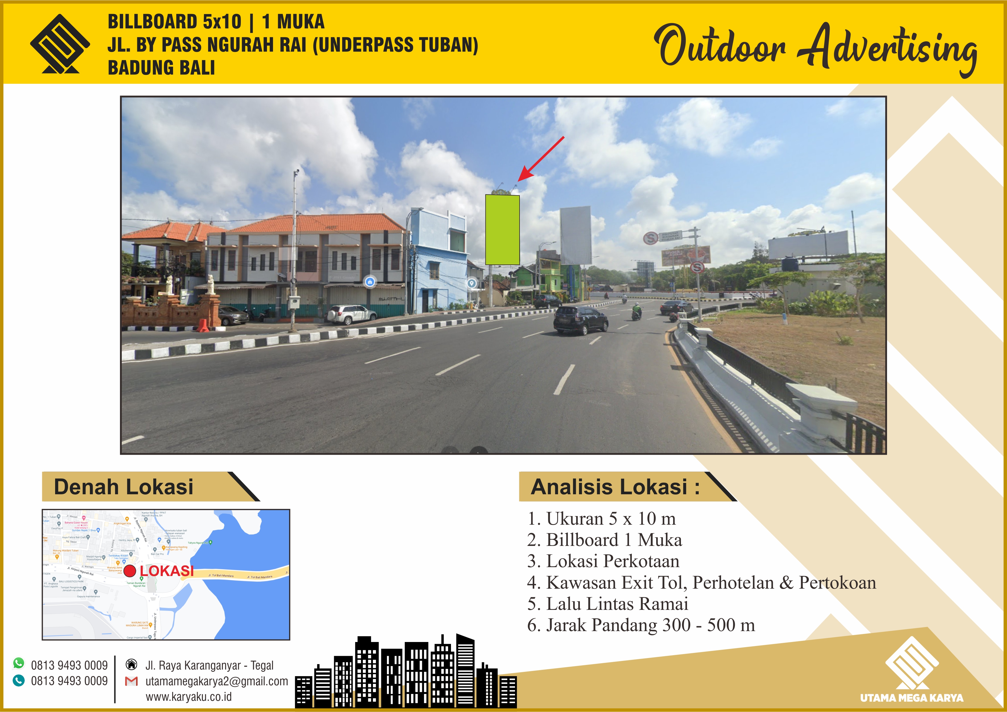 Sewa Titik Billboard Bali, Jl. By Pass Ngurah Rai (Underpass Tuban) - Badung Bali