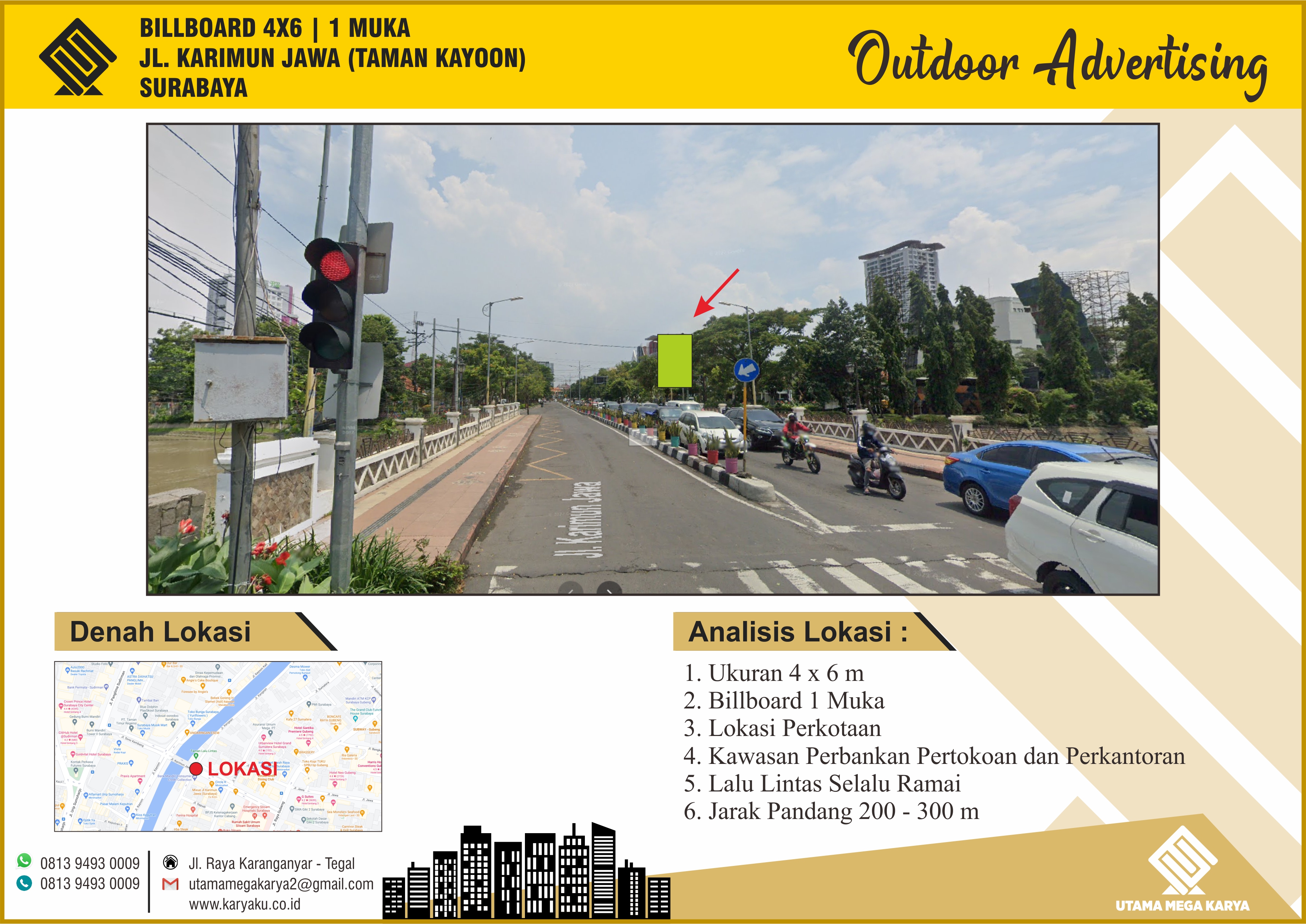 Sewa Titik Billboard dan Baliho di Surabaya, Jl. Karimun Jawa (Taman Kayoon) – Surabaya Timur