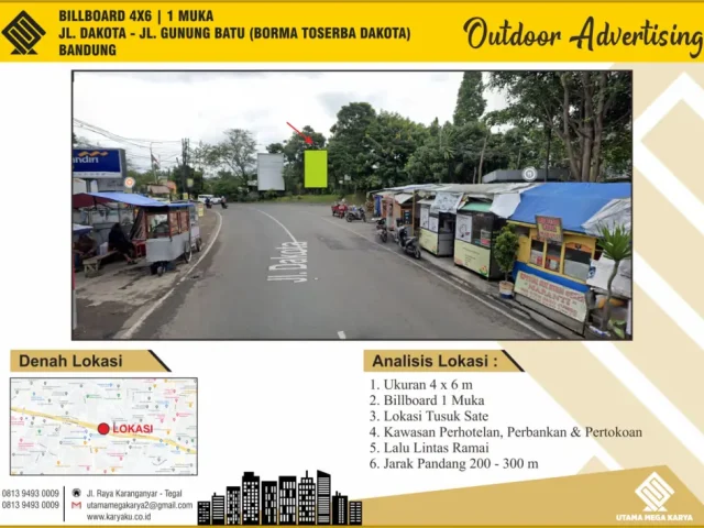Sewa Titik Billboard dan Baliho di Bandung, Jl. Dakota - Jl. Gunung Batu (Borma Toserba Dakota) Bandung