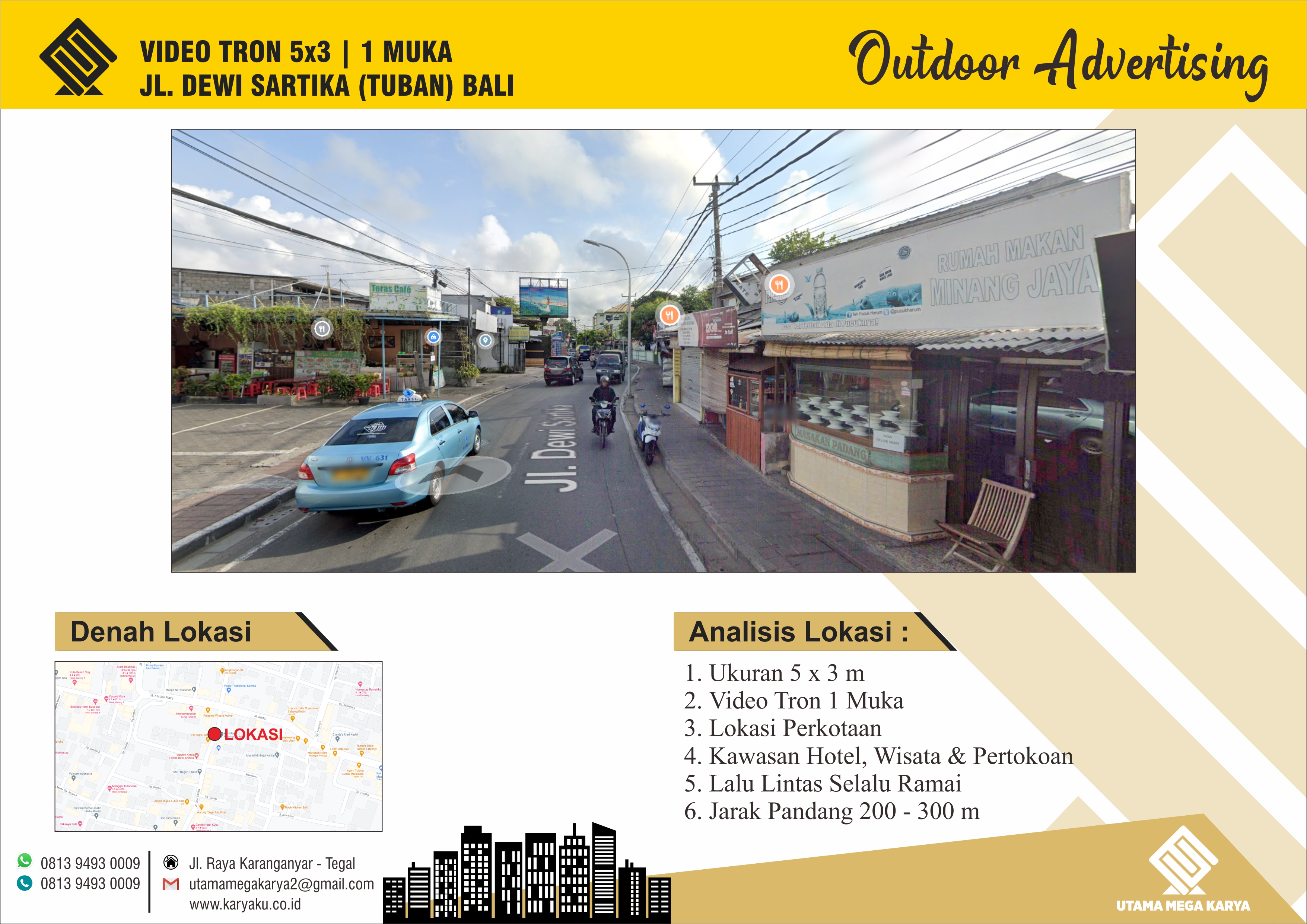 Sewa Titik Video Tron di Bali, Jl. Dewi Sartika (Tuban) Bali