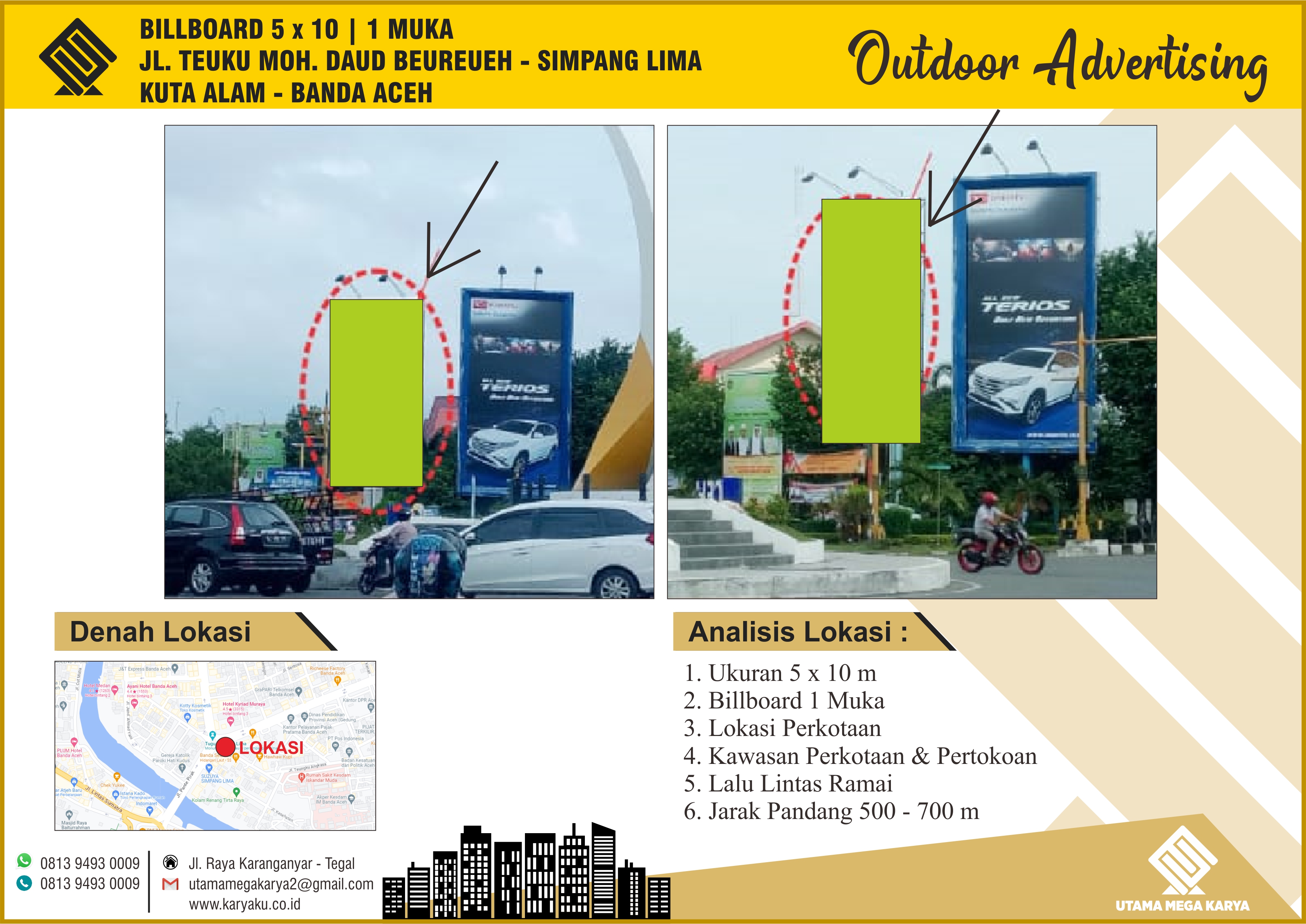 Sewa Titik Billboard dan Baliho di Aceh, Jl. Teuku Moh. Daud Beureueh, Simpang Lima, Kuta Alam, Banda Aceh.
