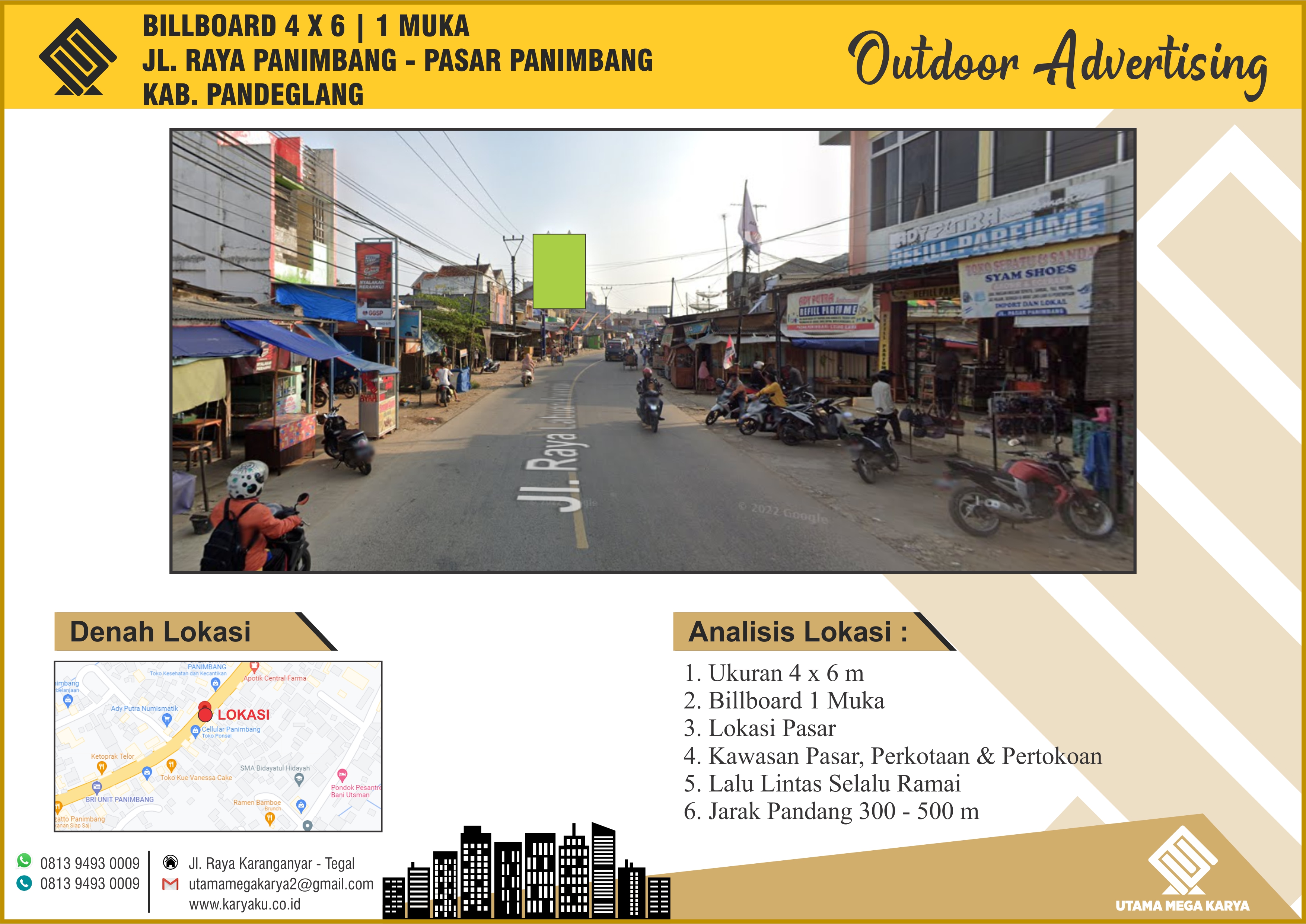 Sewa Titik Billboard dan Baliho di Banten Jl. Raya Panimbang, Pasar Panimbang - Kabupaten Pandeglang.