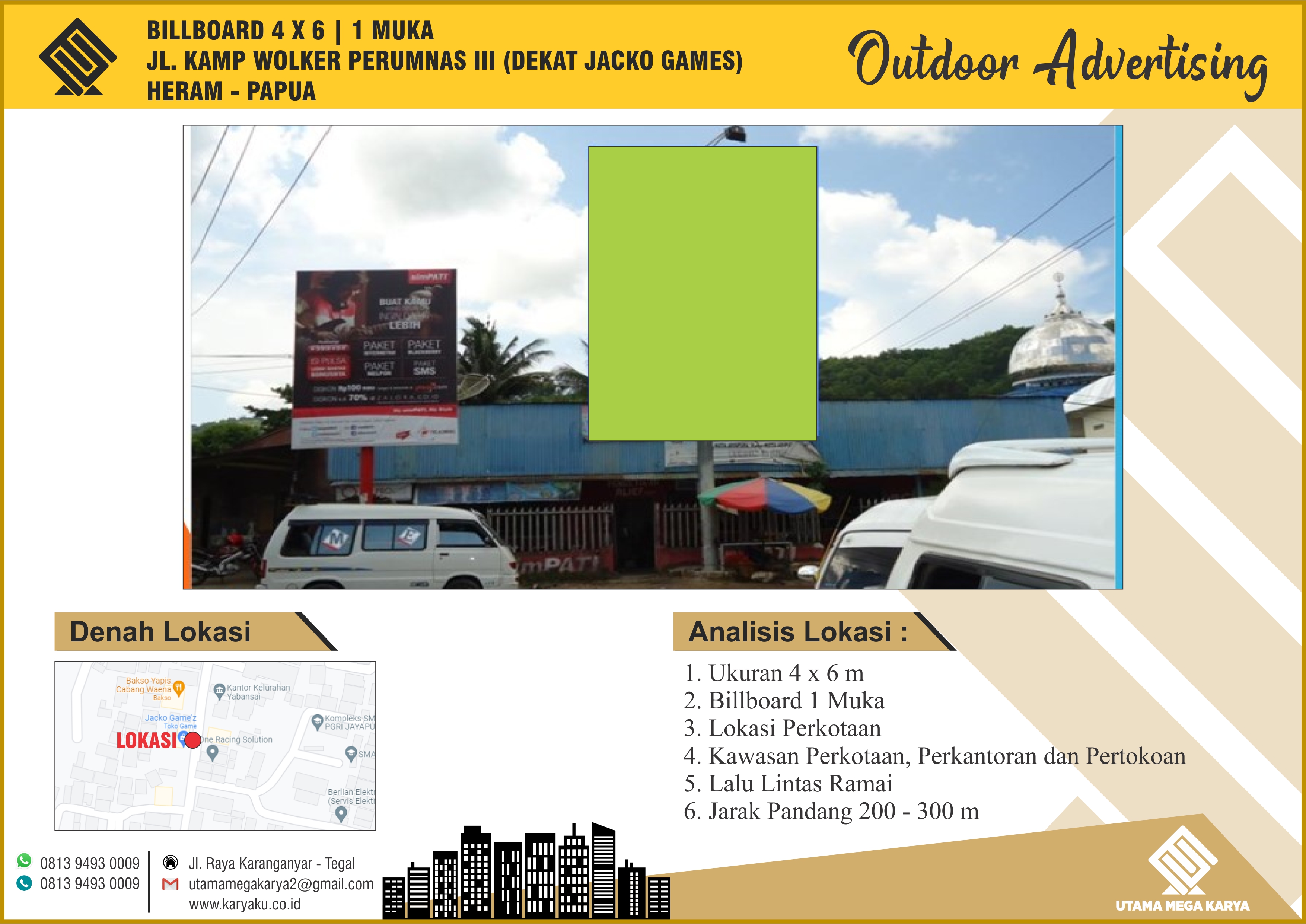 Sewa Titik Billboard dan Baliho di Papua, Jl. Kambolker Perumnas III - Kecamatan Heram, Kota Jayapura.