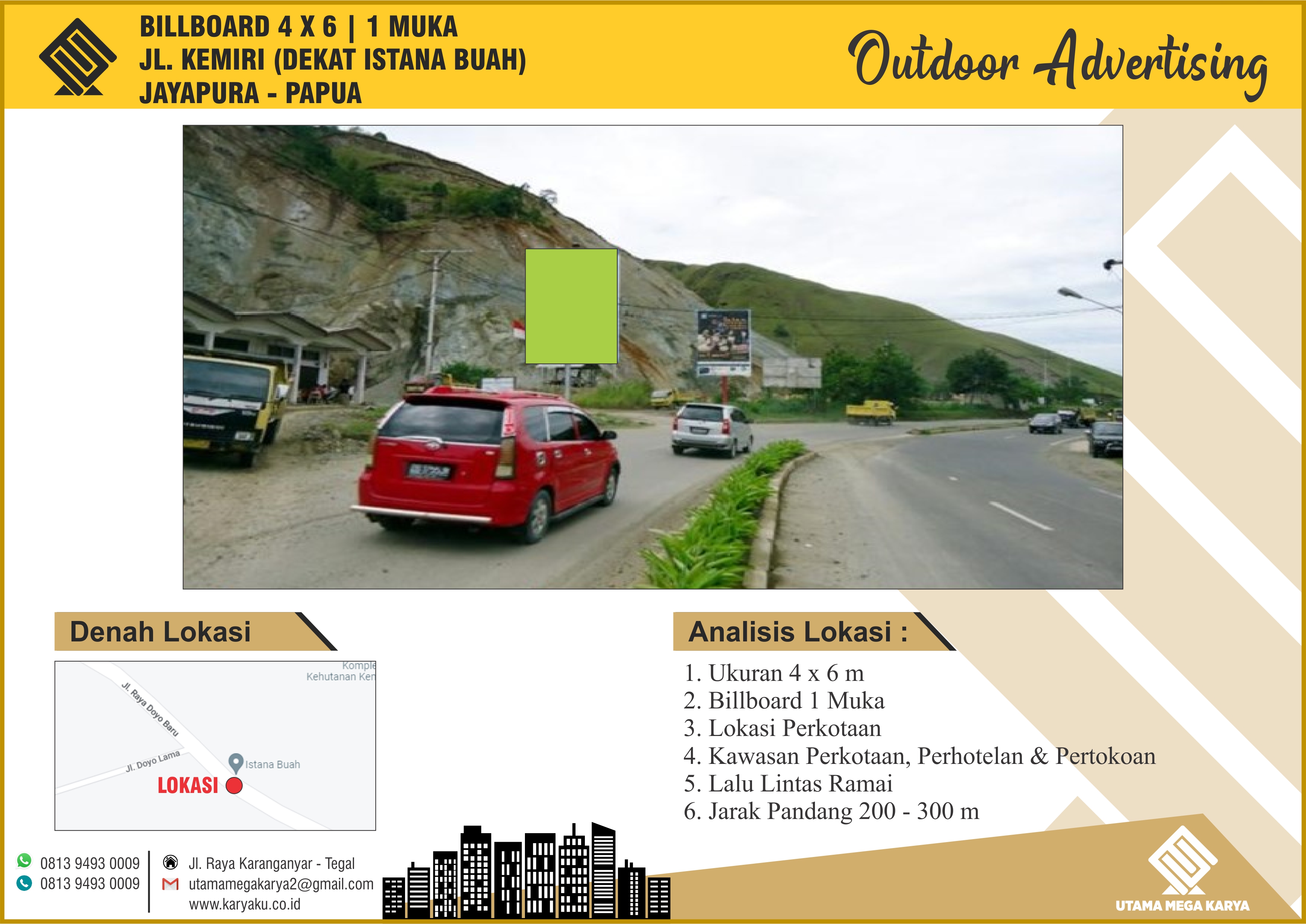 Sewa Titik Billboard dan Baliho di Papua, Jl. Raya Kemiri Kecamatan Sentani - Kabupaten Jayapura.