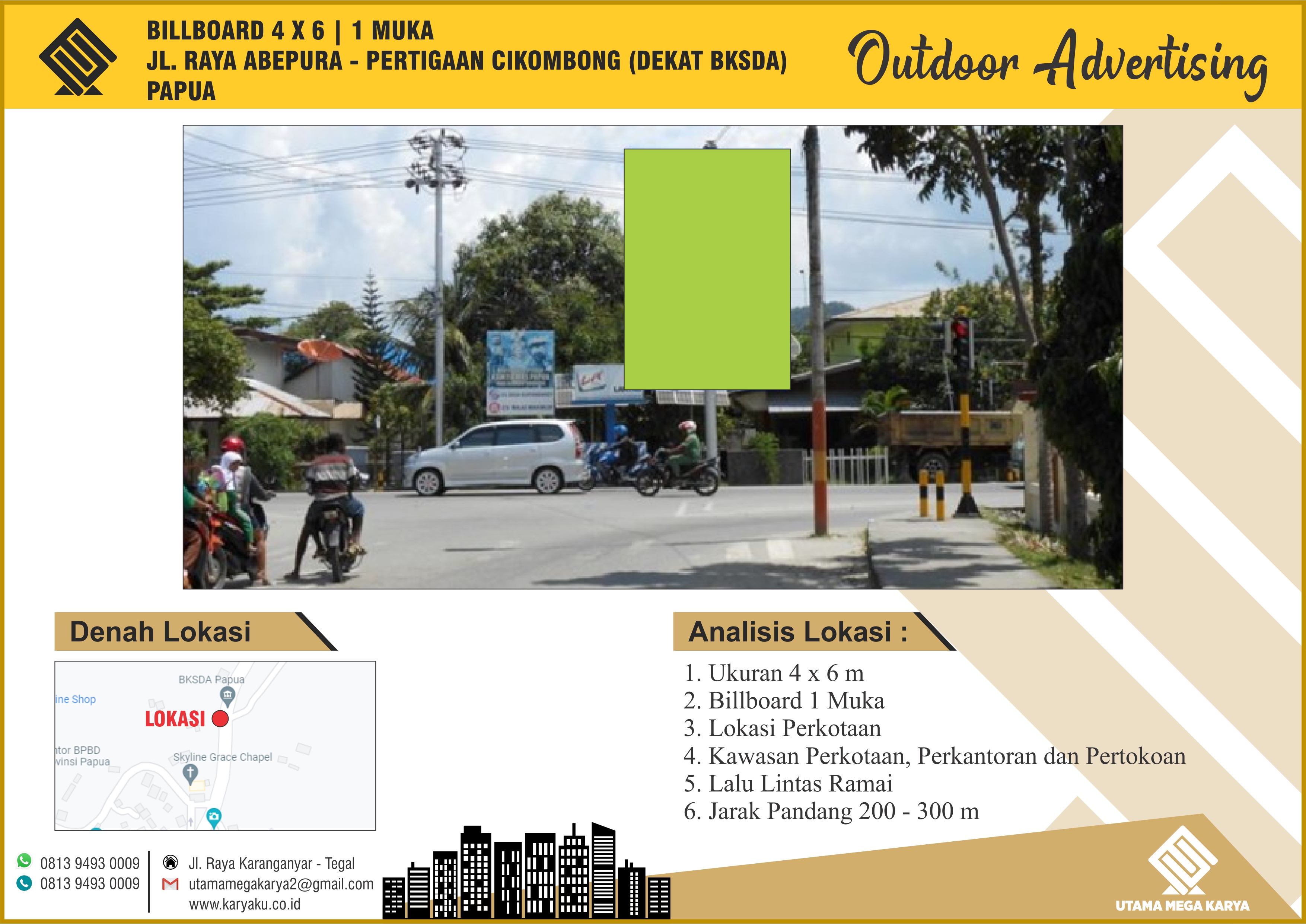 Sewa Titik Billboard dan Baliho di Papua, Jl. Raya Abepura, Pertigaan Cikombong.