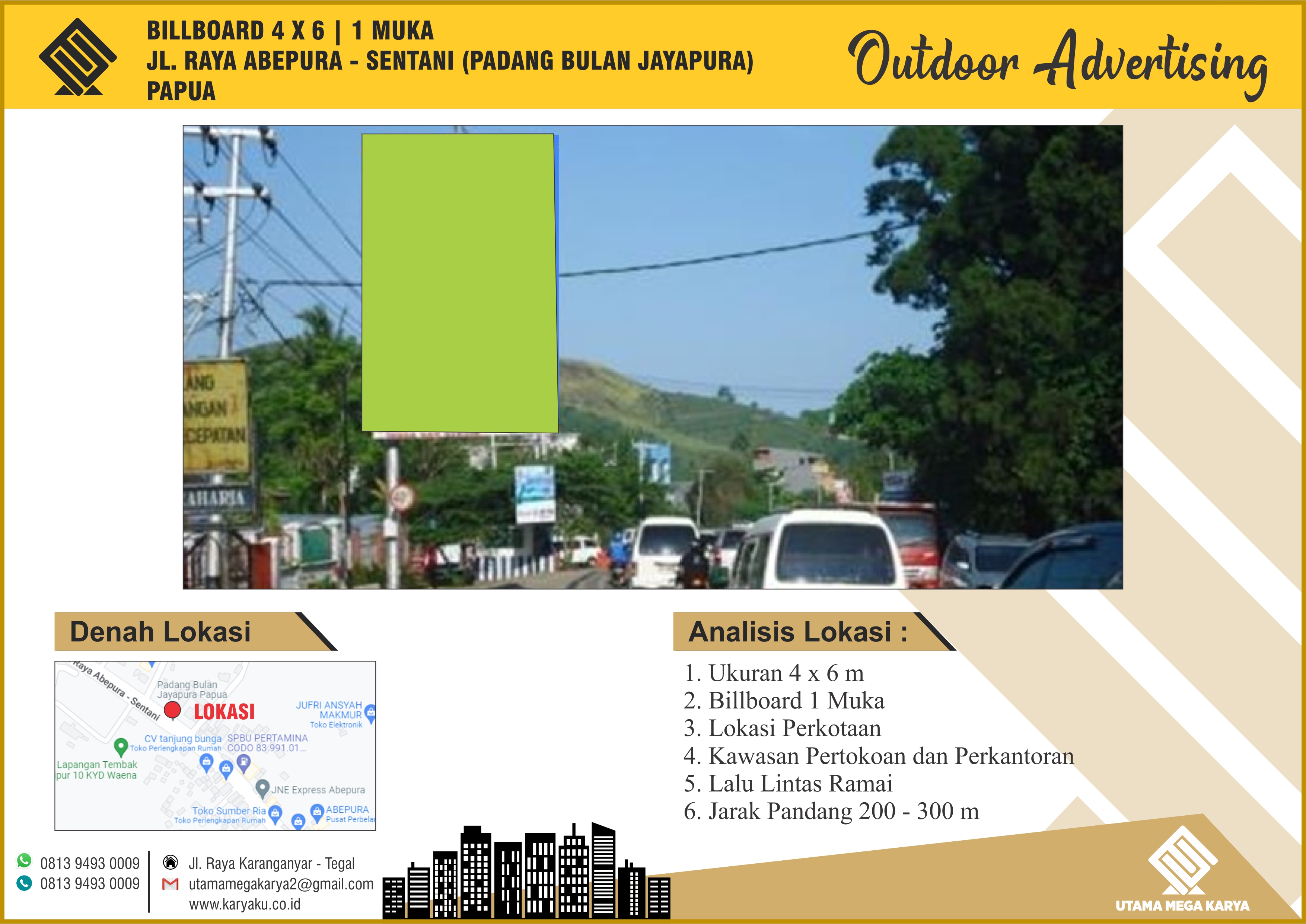 Sewa Titik Billboard dan Baliho di Papua, Jl. Raya Abepura - Sentani, Kecamatan Heram Kota Jayapura.
