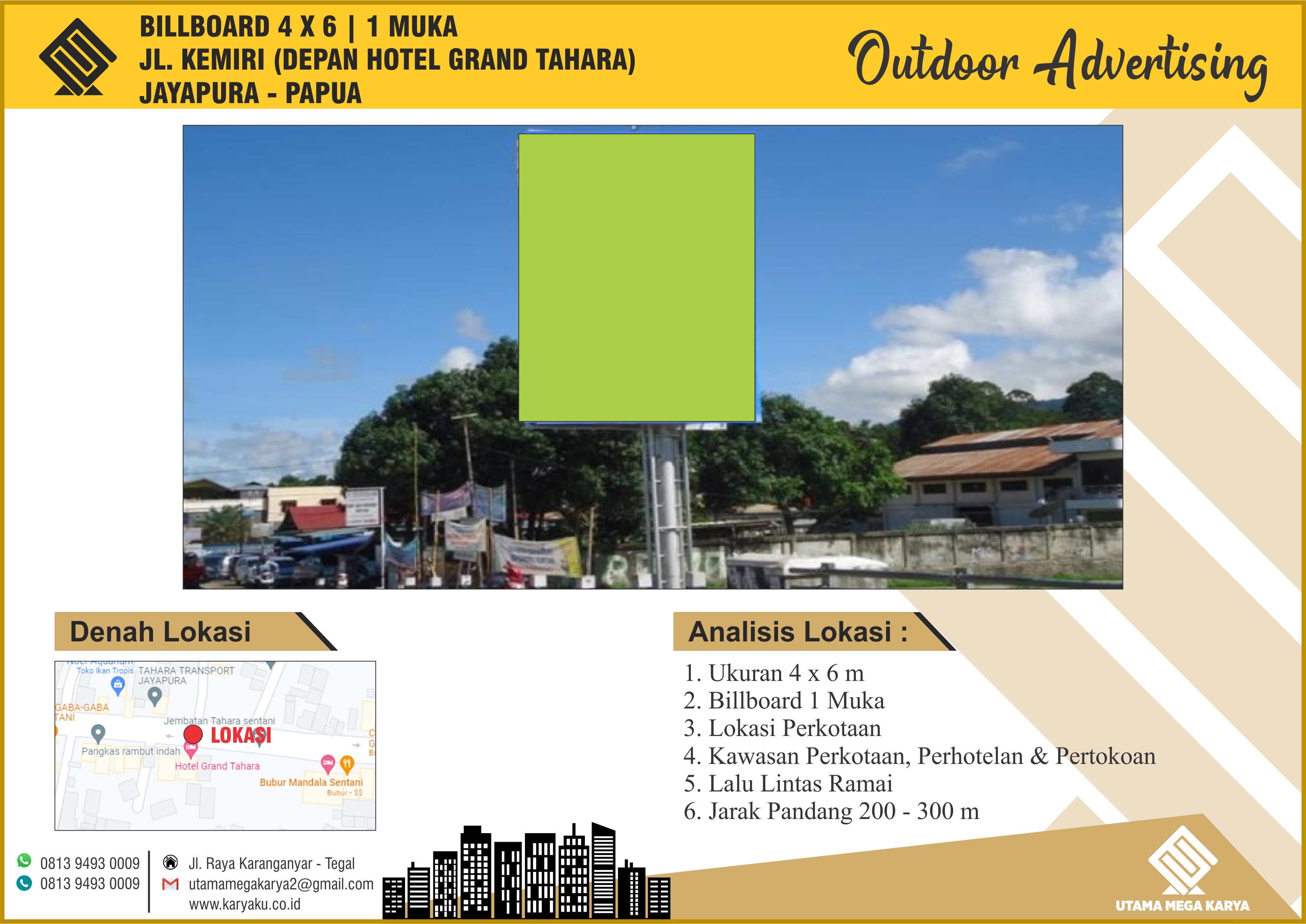 Sewa Titik Billboard dan Baliho di Papua, Jl. Raya Kemiri Kecamatan Sentani - Kabupaten Jayapura.