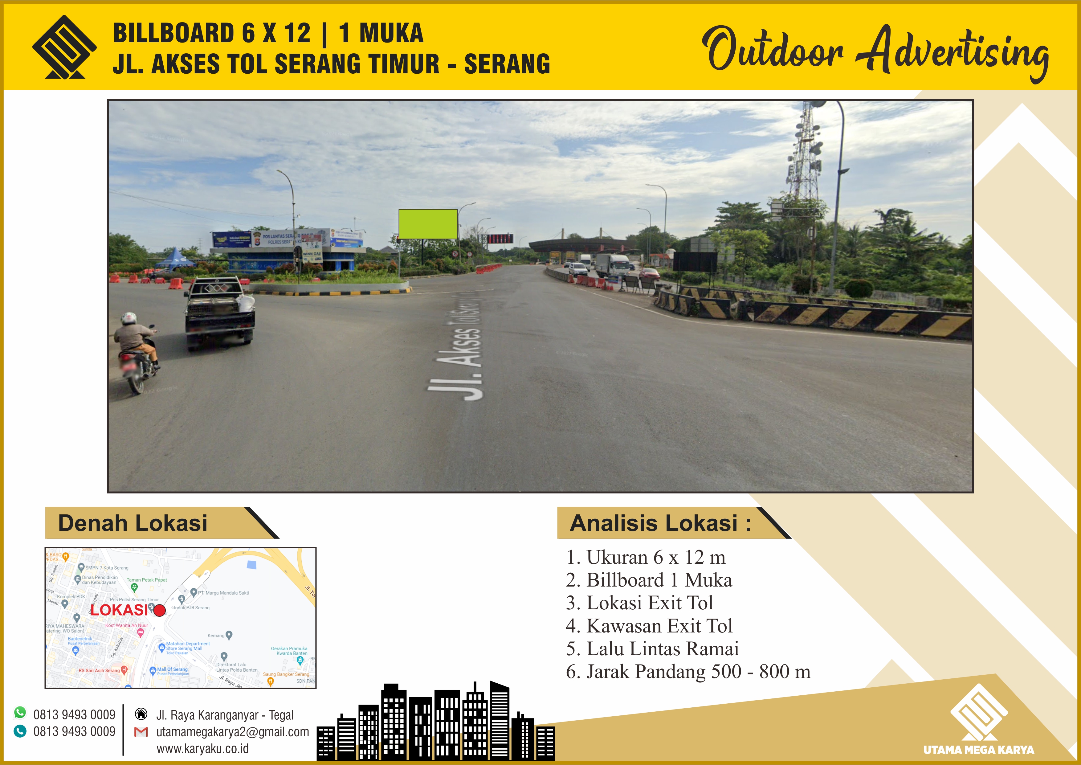 Sewa Titik Billboard dan Baliho di Banten Jl. Akses Tol Serang Timur - Serang.