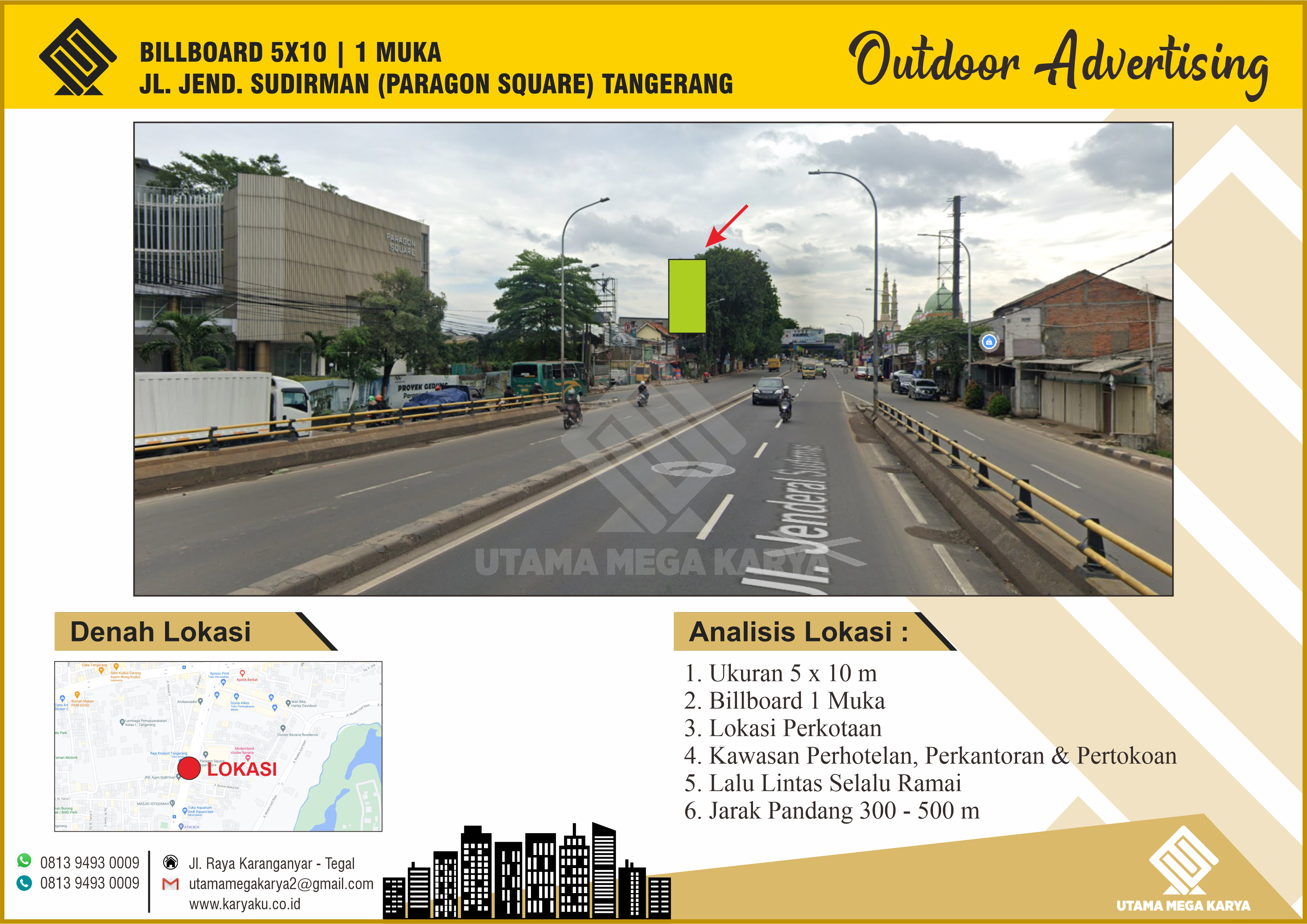 Sewa Titik Billboard dan Baliho di Banten Jl. Jend. Sudirman (Paragon Square) - Tangerang.