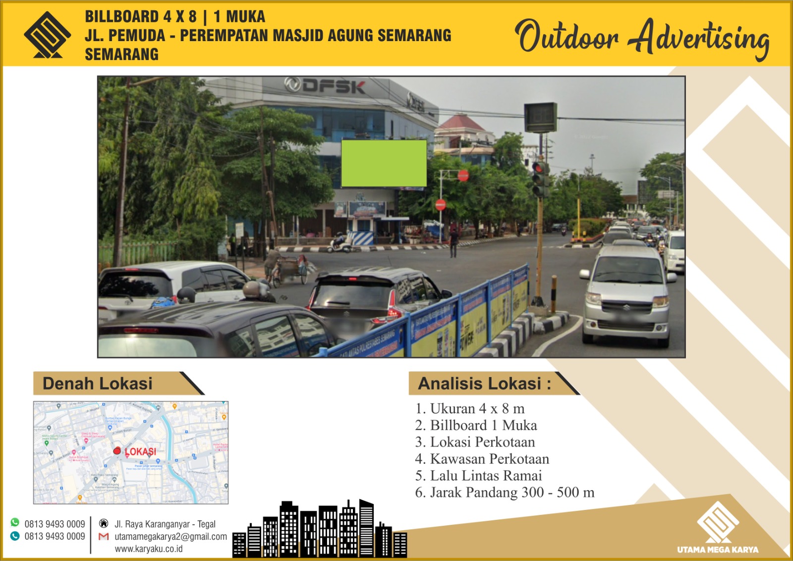 Sewa Titik Billboard di Semarang , Jl. Pemuda (Perempatan Masjid Agung Semarang) Semarang