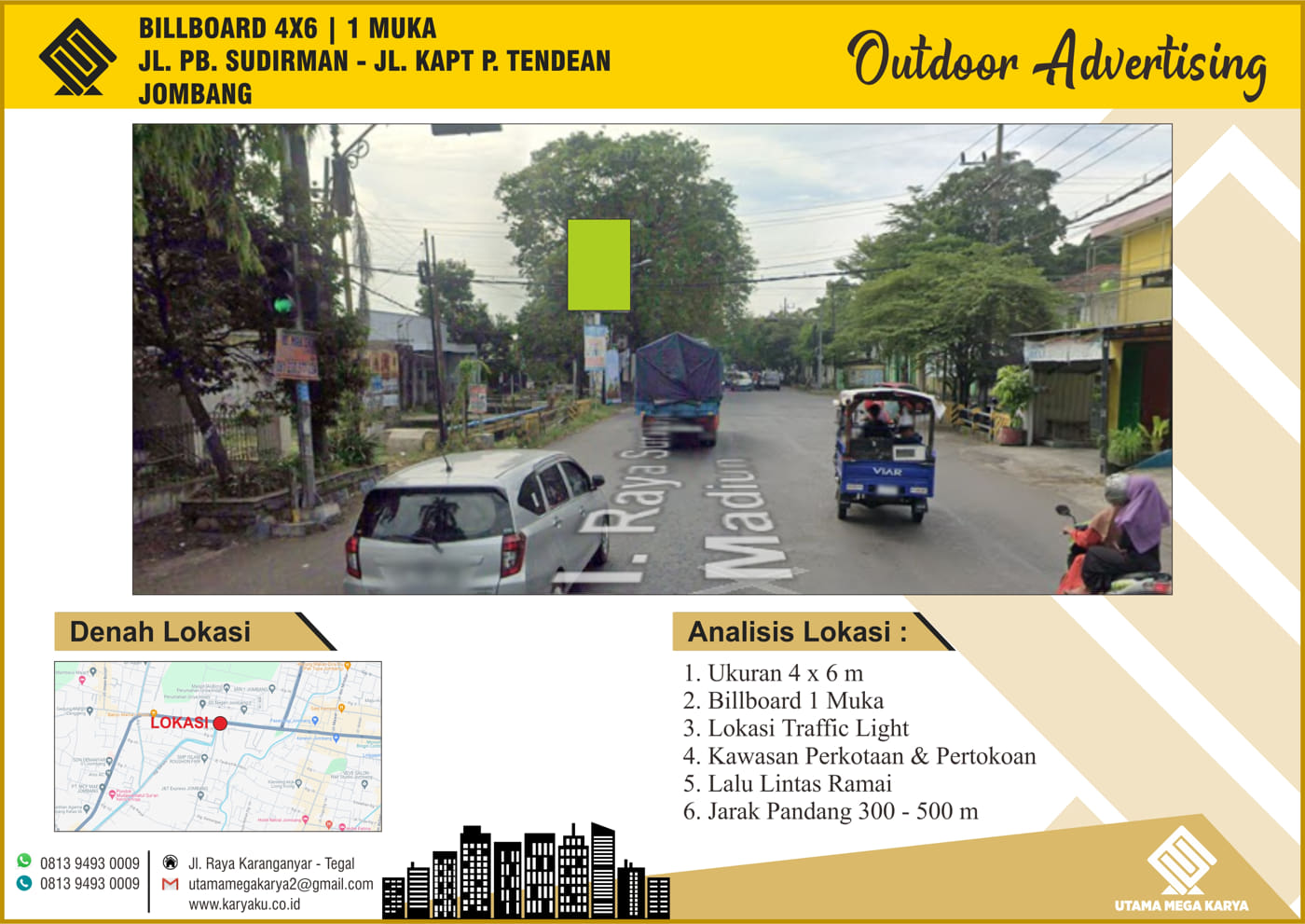 Sewa Titik Billboard di Jombang, Jl. PB. Sudirman - Jl. Kapt. P. Tendean Jombang
