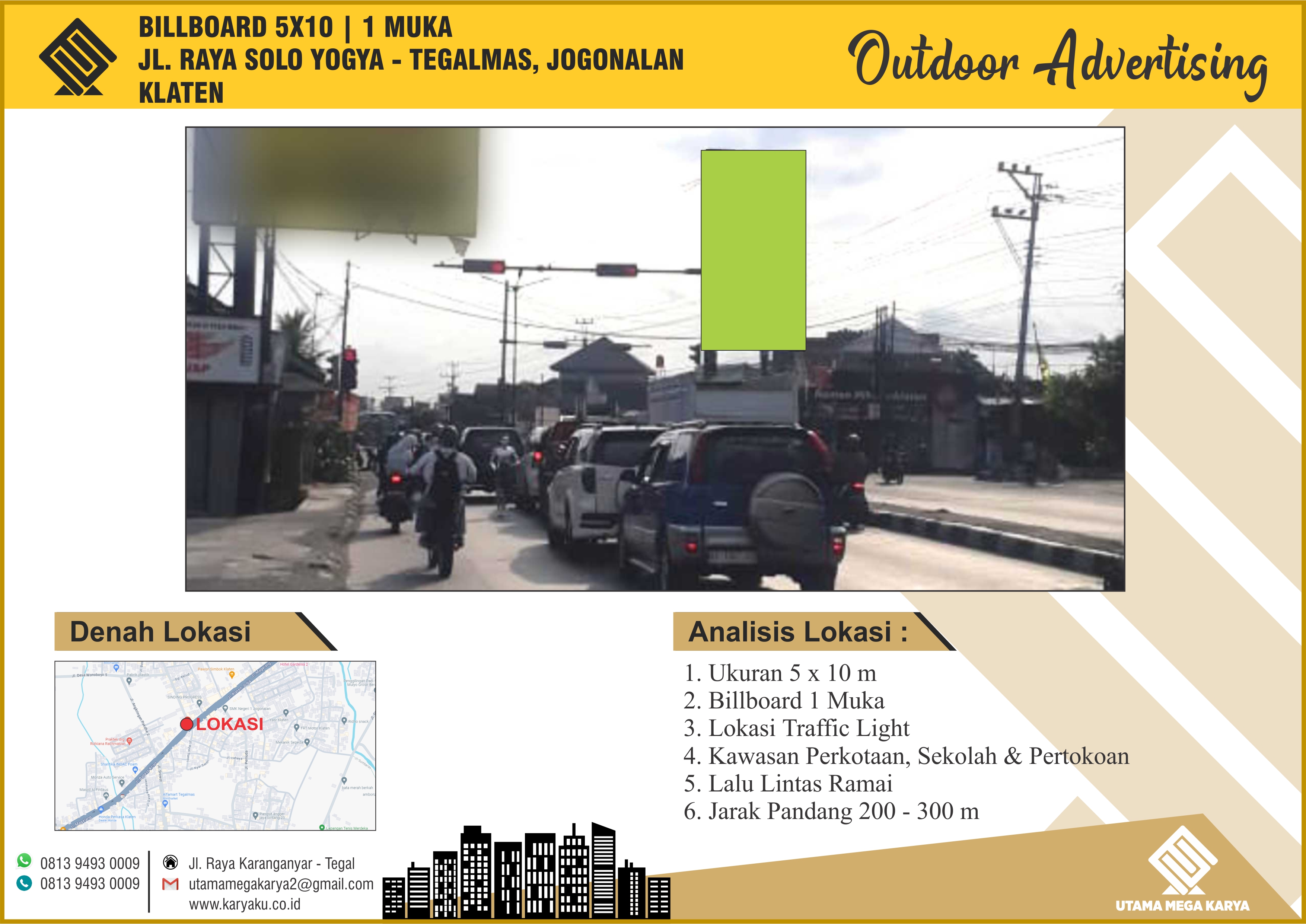 Sewa Titik Billboard dan Baliho di Klaten, Jl. Raya Solo - Yogya, (Tegalmas, Jogoalan) Klaten.
