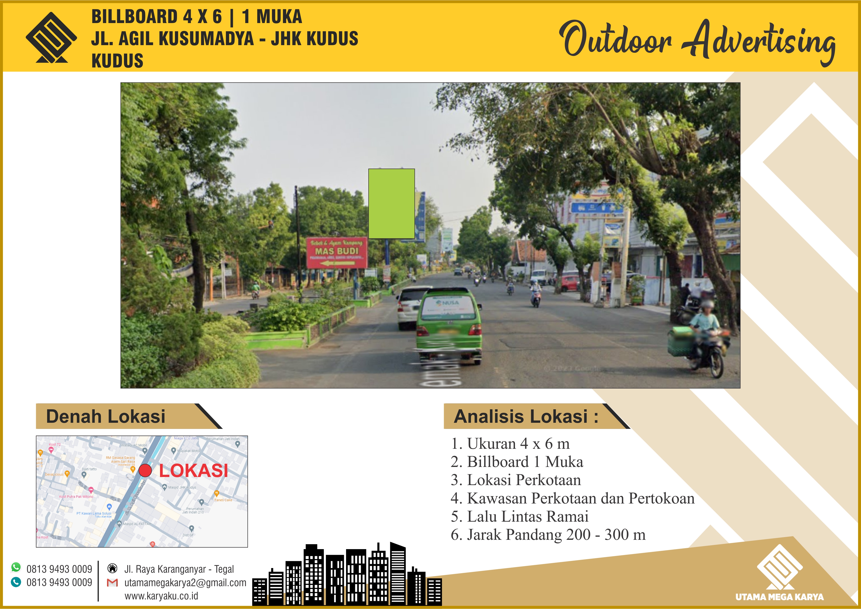 Sewa Titik Billboard dan Baliho Kudus, Jl. R. Agil Kusumadya (JHS Kudus), Kudus