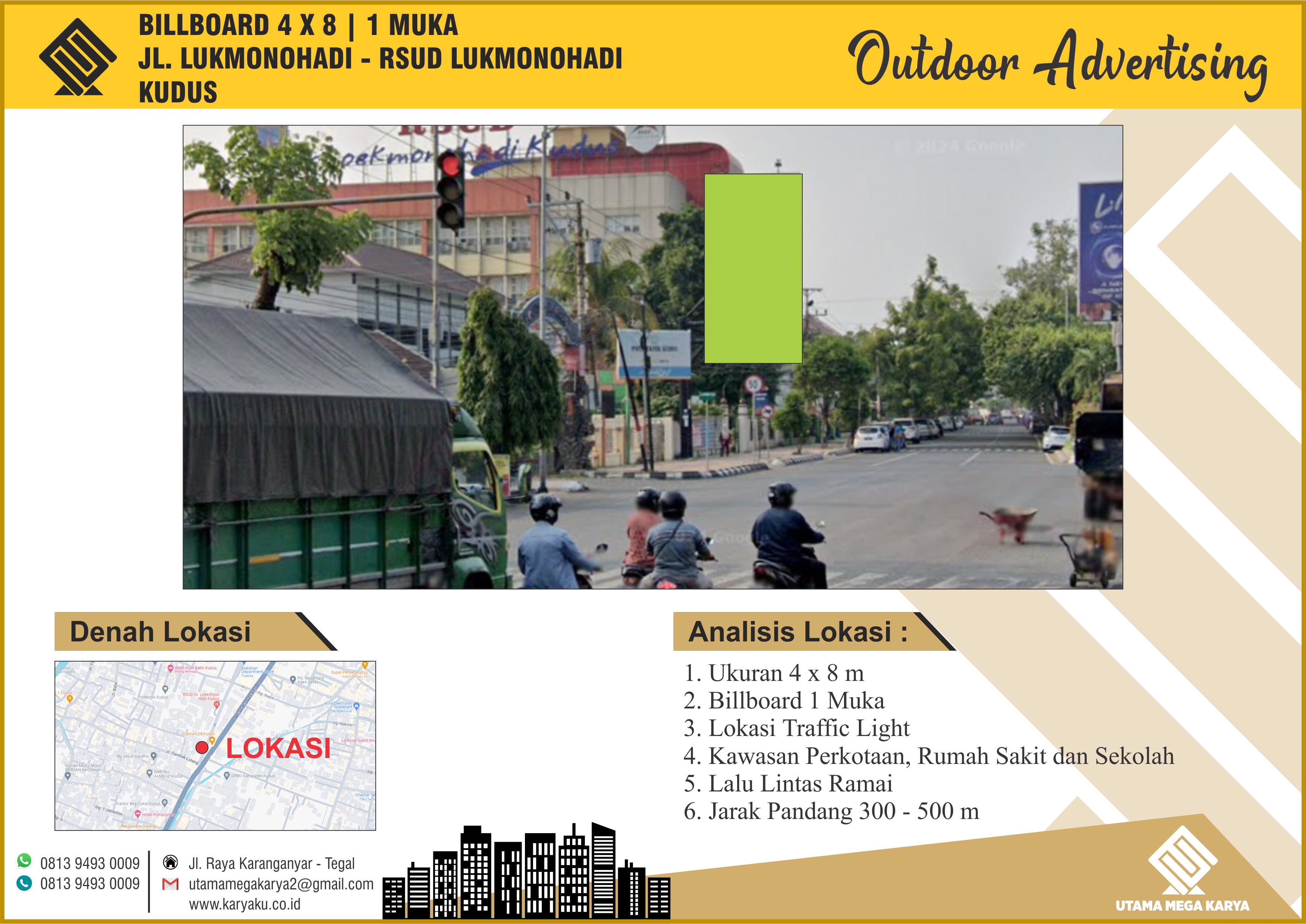 Sewa Titik Billboard dan Baliho Kudus, Jl. Lukmonohadi (RSUD Lukmonohadi) Kudus.