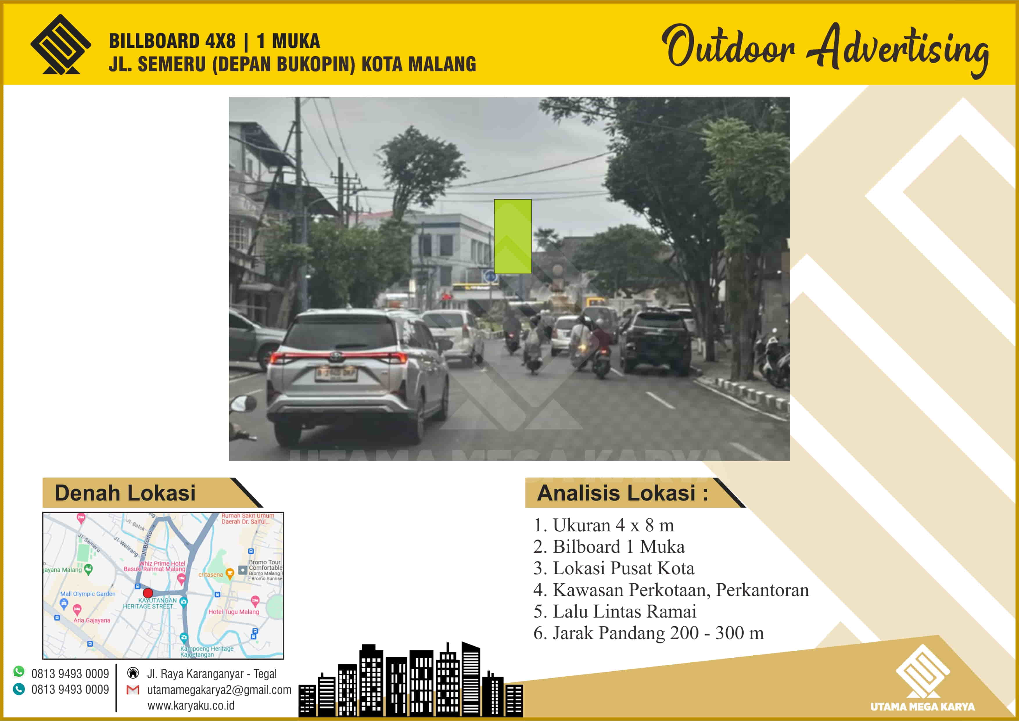 Sewa Titik Billboard dan Baliho di malang, Jl. Semeru  (Depan Bukopin), Kota Malang.