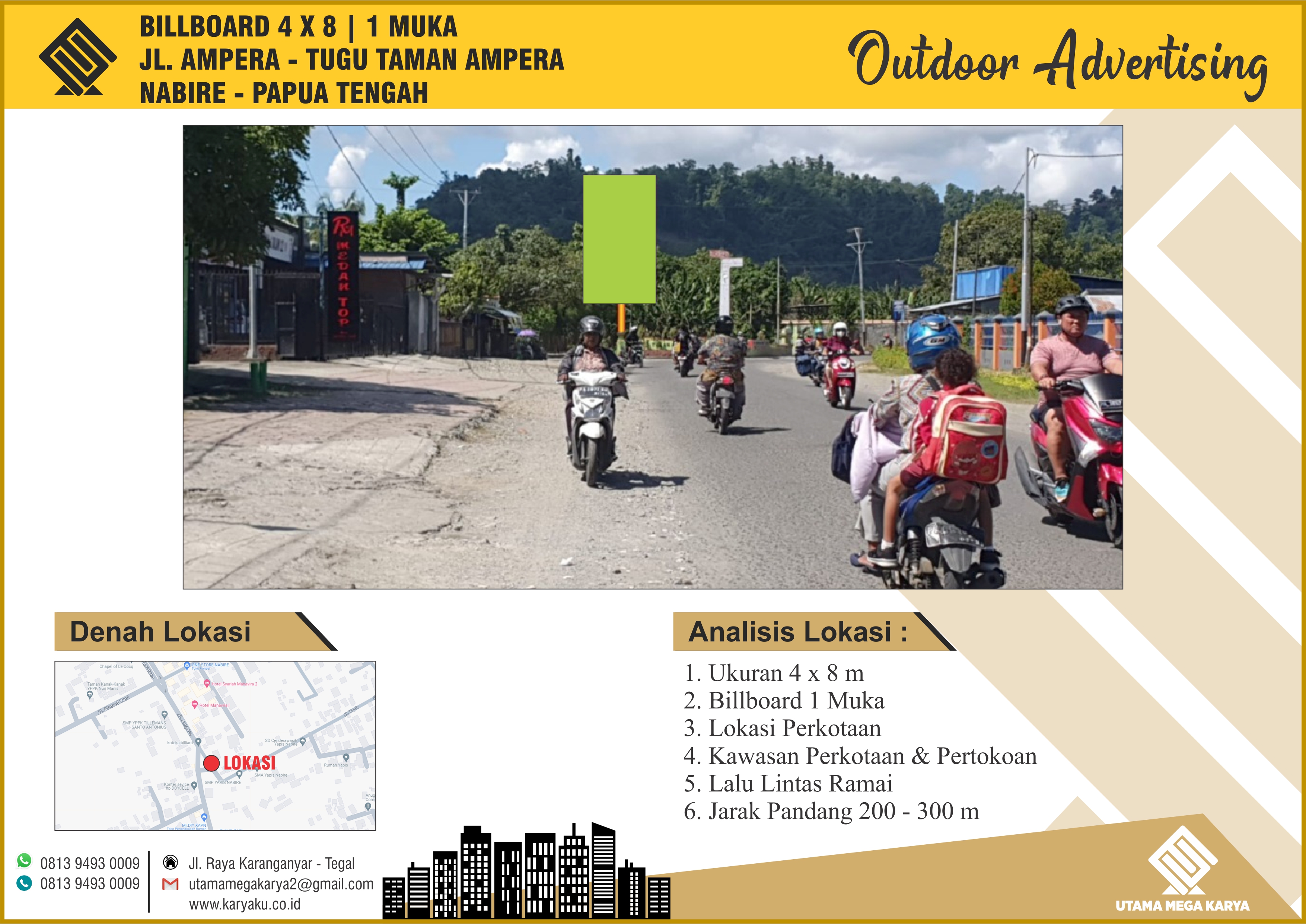 Sewa Titik Billboard dan Baliho di Papua, Jl. Ampera (Tugu Taman Ampera), Nabire - Papua Tengah.