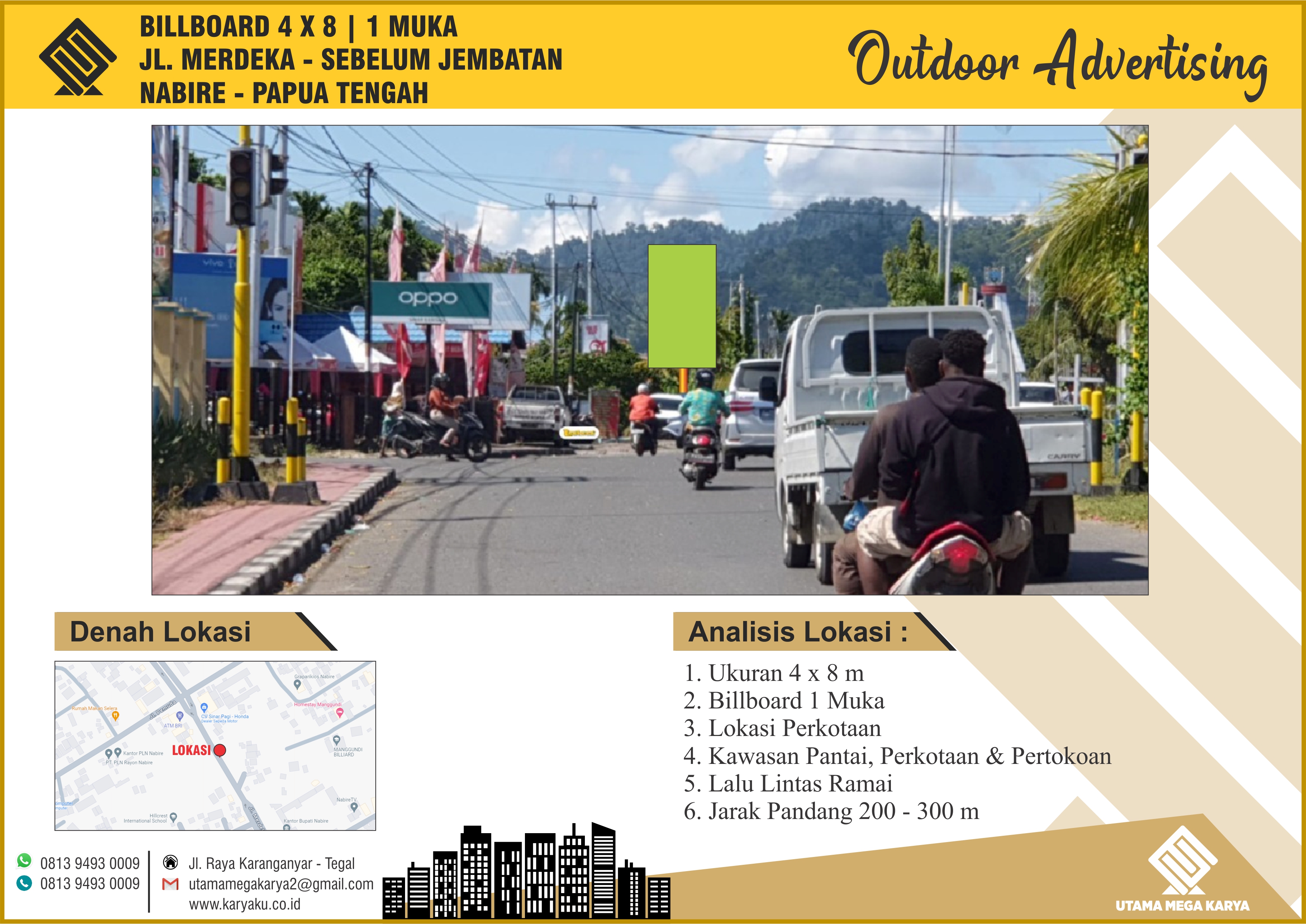 Sewa Titik Billboard dan Baliho di Papua, Jl. Merdeka (Sebelum Jembatan), Nabire - Papua Tengah.