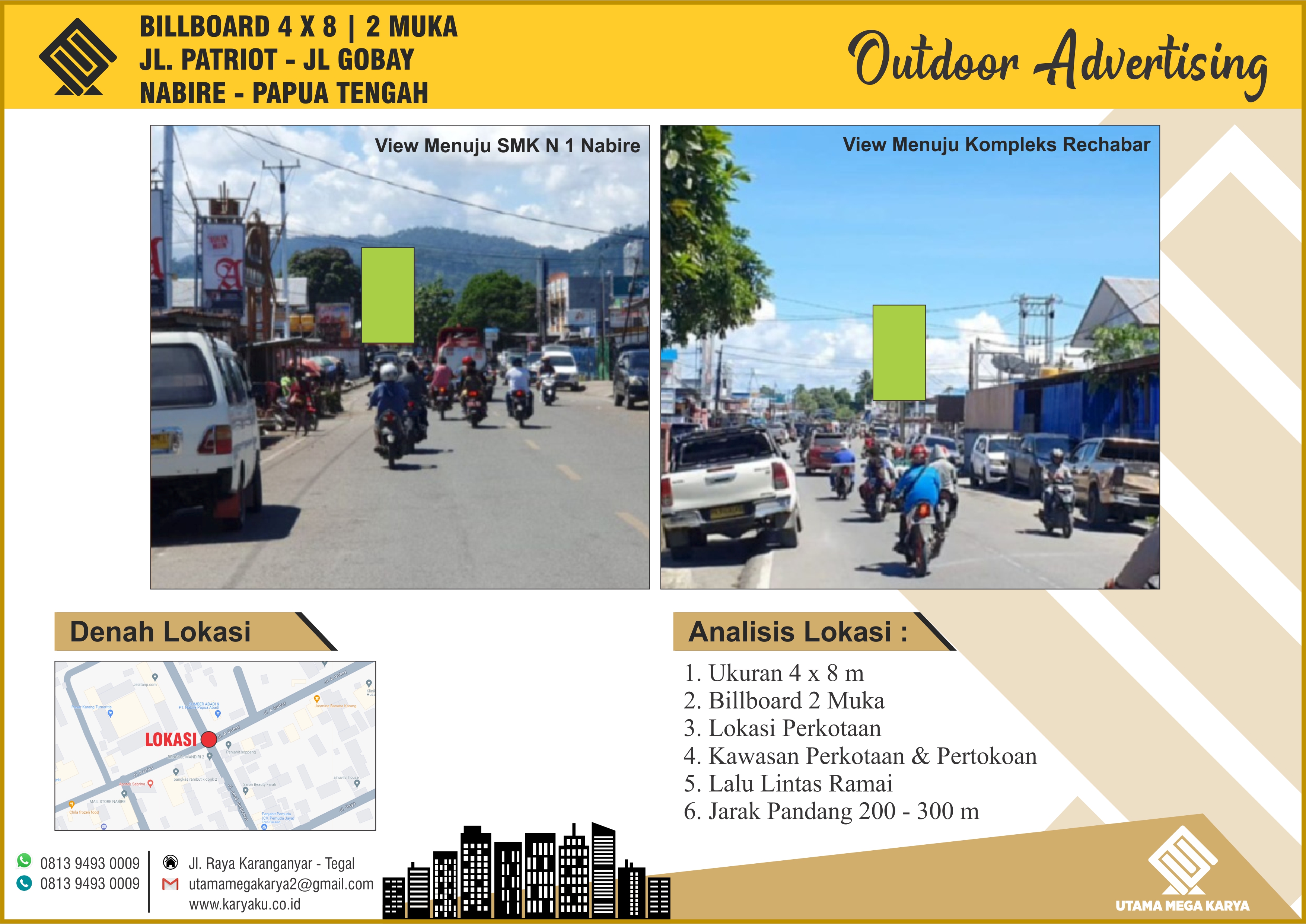 Sewa Titik Billboard dan Baliho di Papua, Jl. Patriot - Jl. Gobay, Nabire - Papua Tengah.