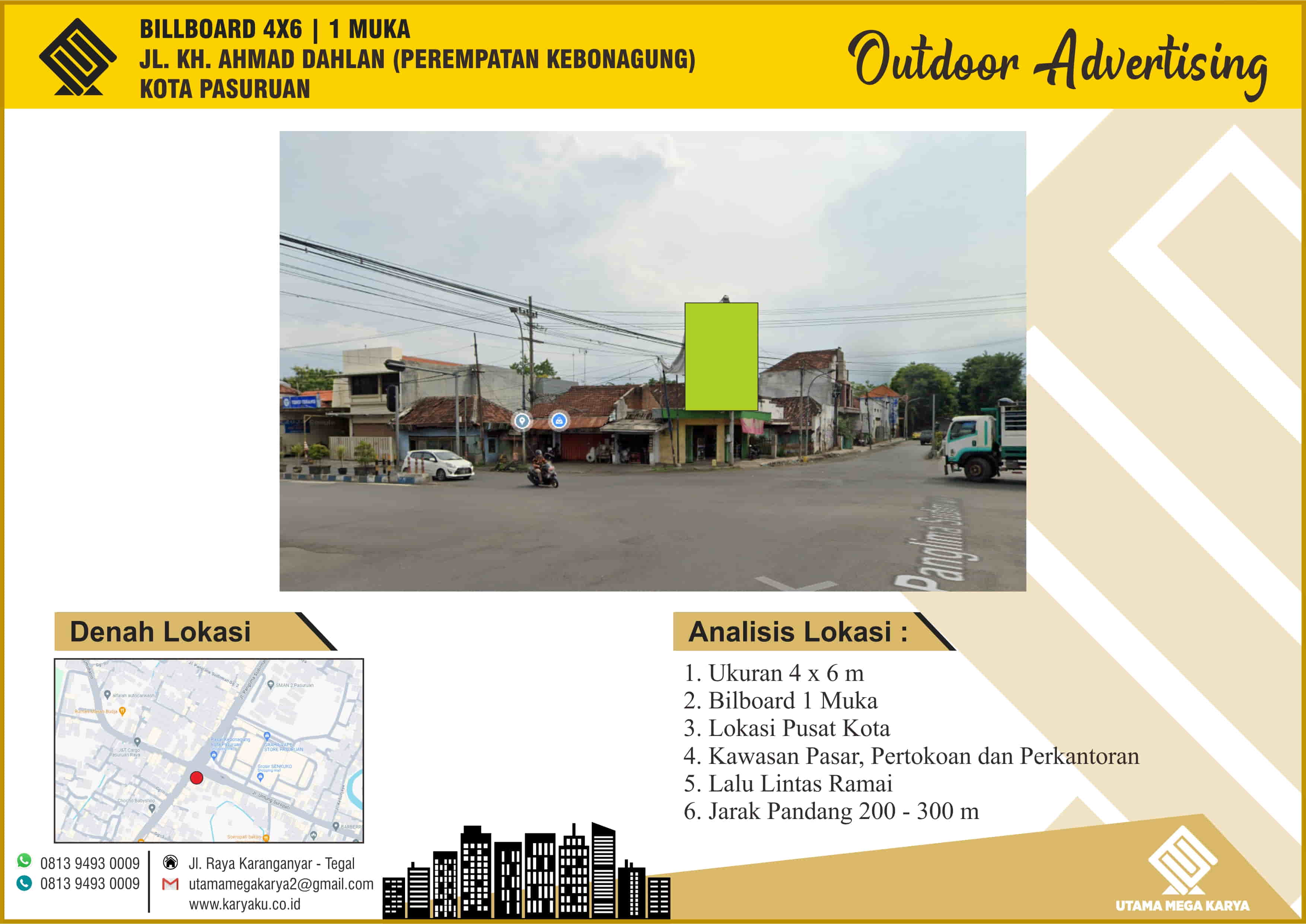 Sewa Titik Titik Bilboard dan Baliho Pasuruan, Jl. KH. Ahmad Dahlan (Perempatan Kebonagung) - Kota Pasuruan
