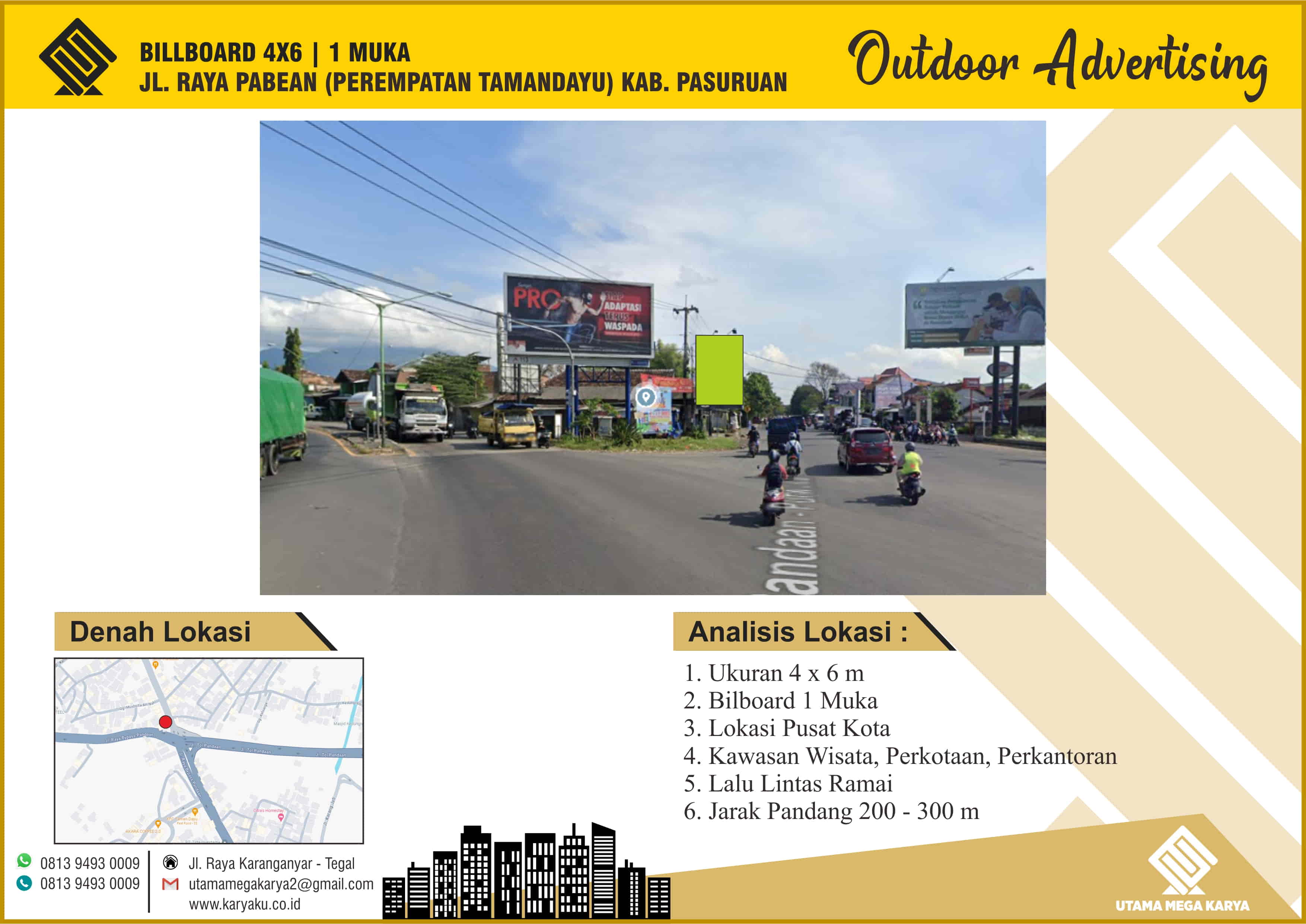 Sewa Titik Titik Bilboard dan Baliho Pasuruan, Jl. Raya Pabean (Perempatan Tamandayu) - Kab. Pasuruan