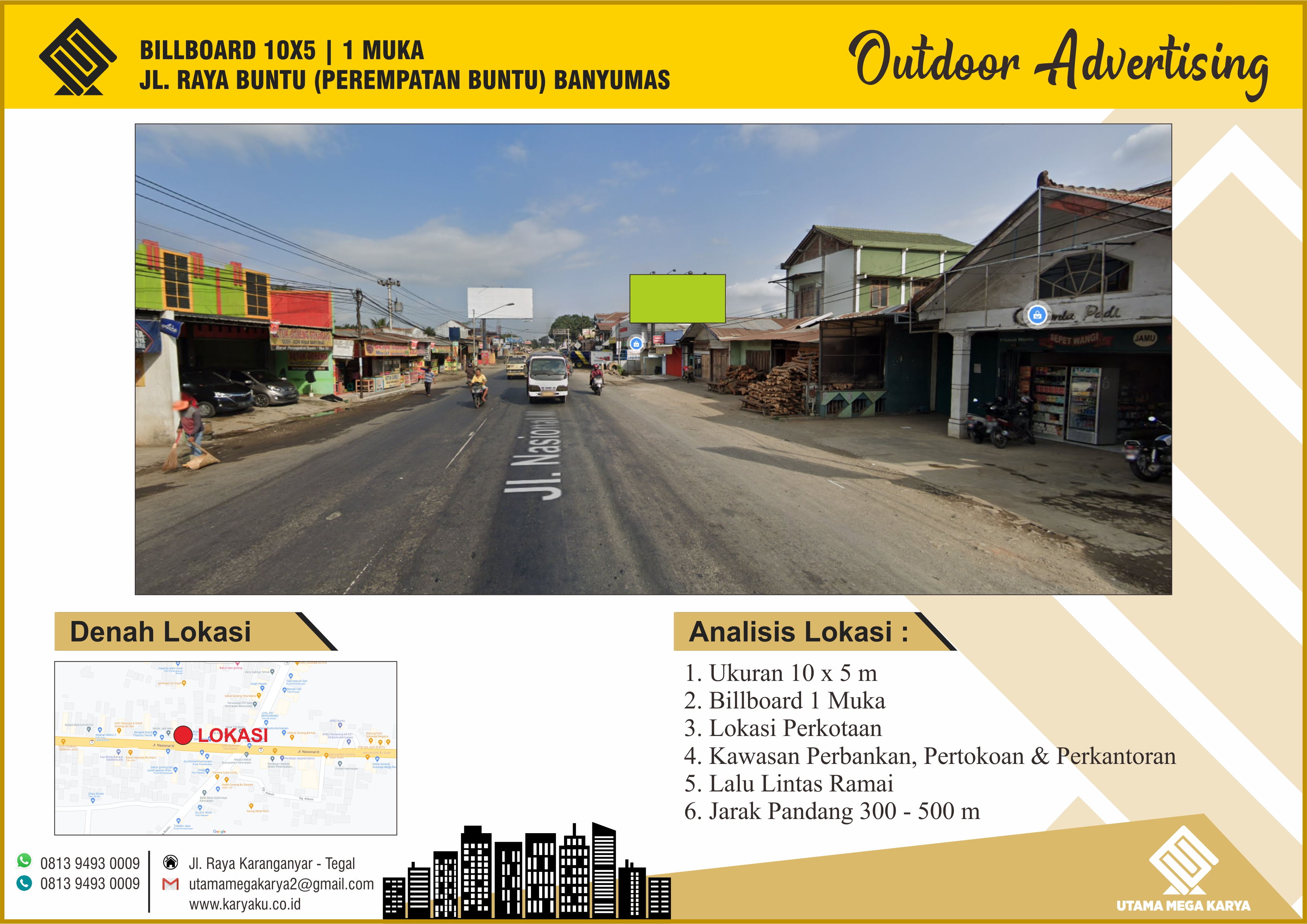 Sewa Titik Billboard Banyumas, Jl. Raya buntu (Perempatan Buntu), Banyumas