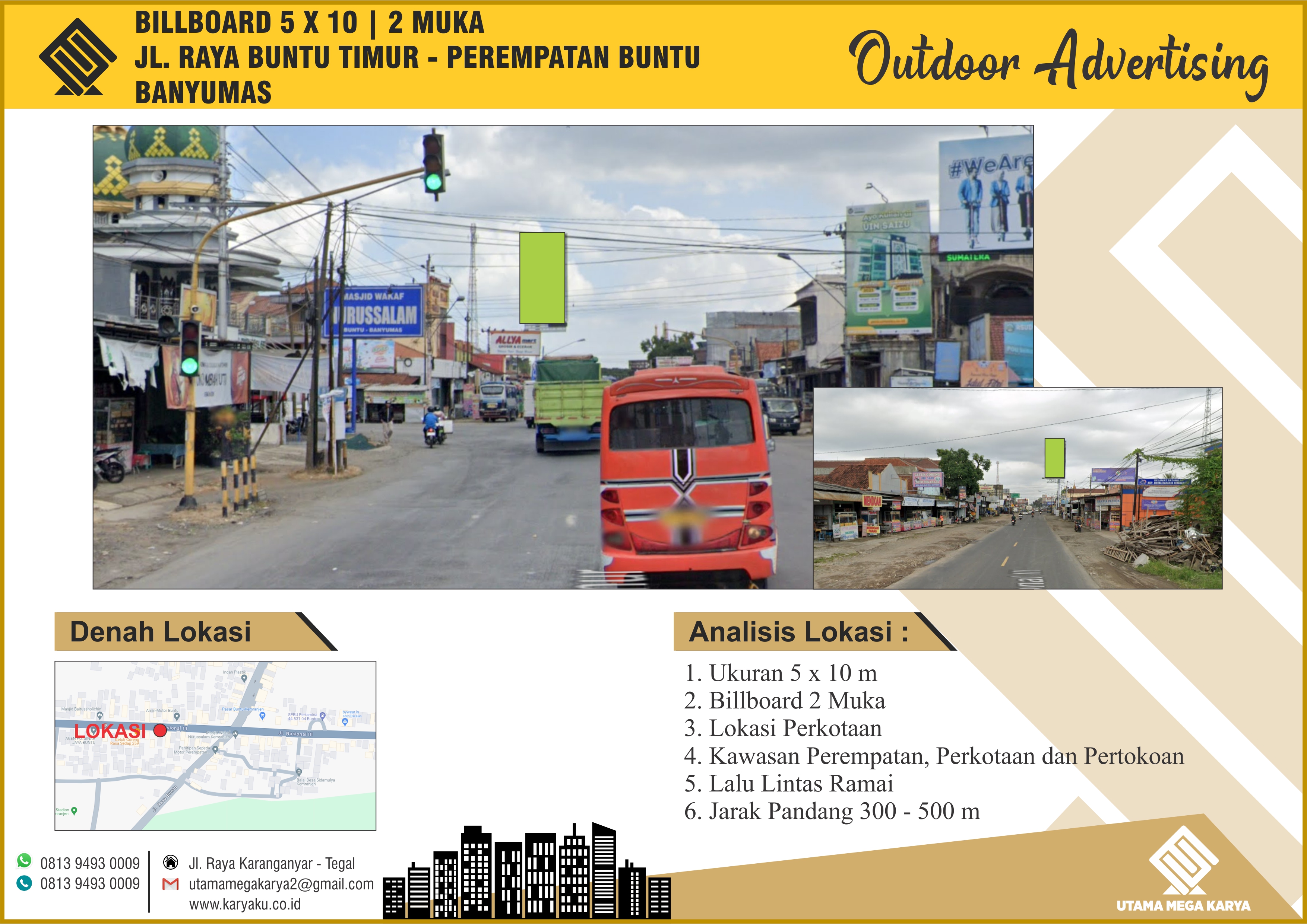 Sewa Titik Billboard Banyumas, Jl. Raya buntu timur (Perempatan Buntu), Banyumas