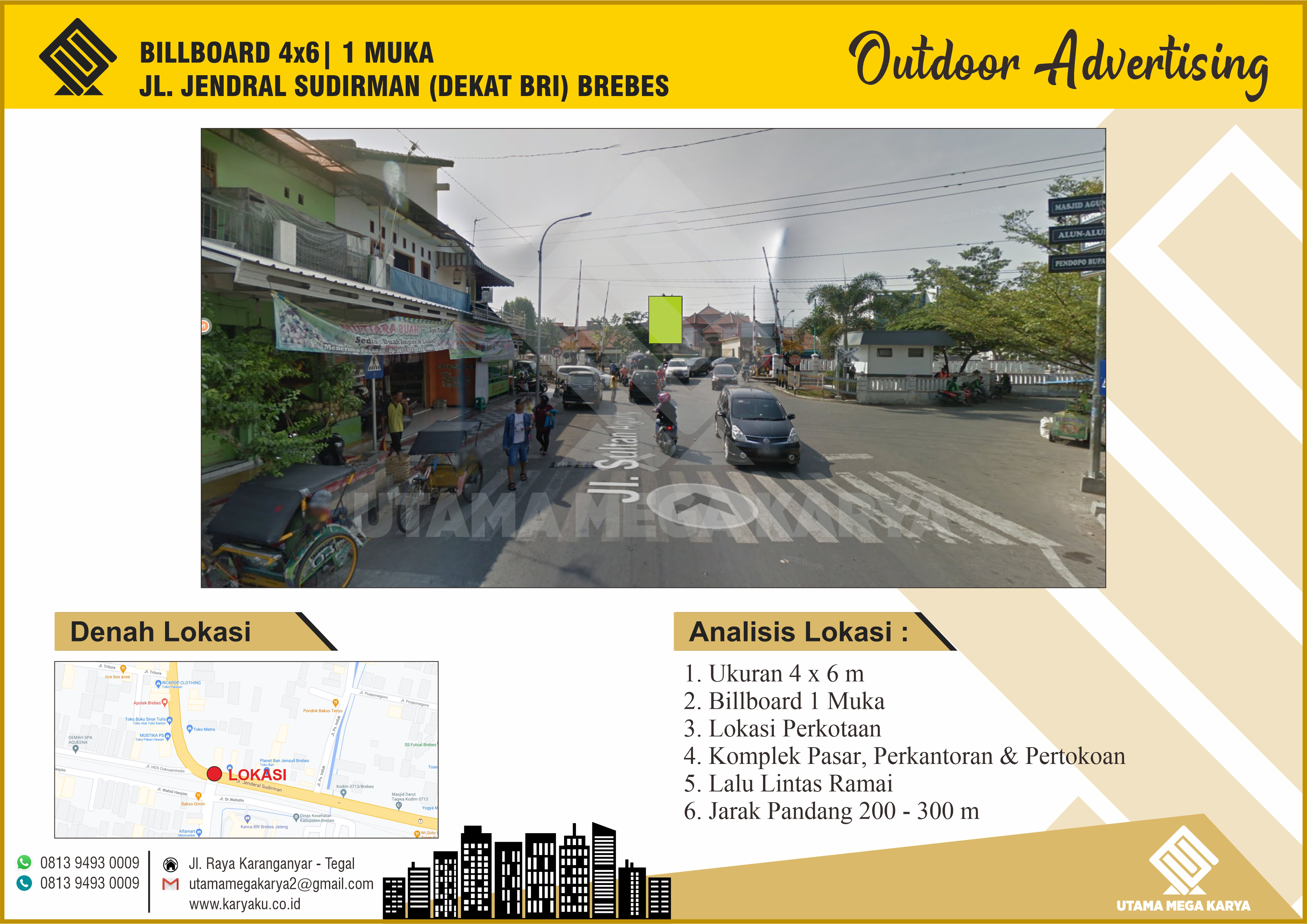Sewa Titik Billboard Brebes, Jl. Jendral Sudirman (Dekat BRI), Brebes