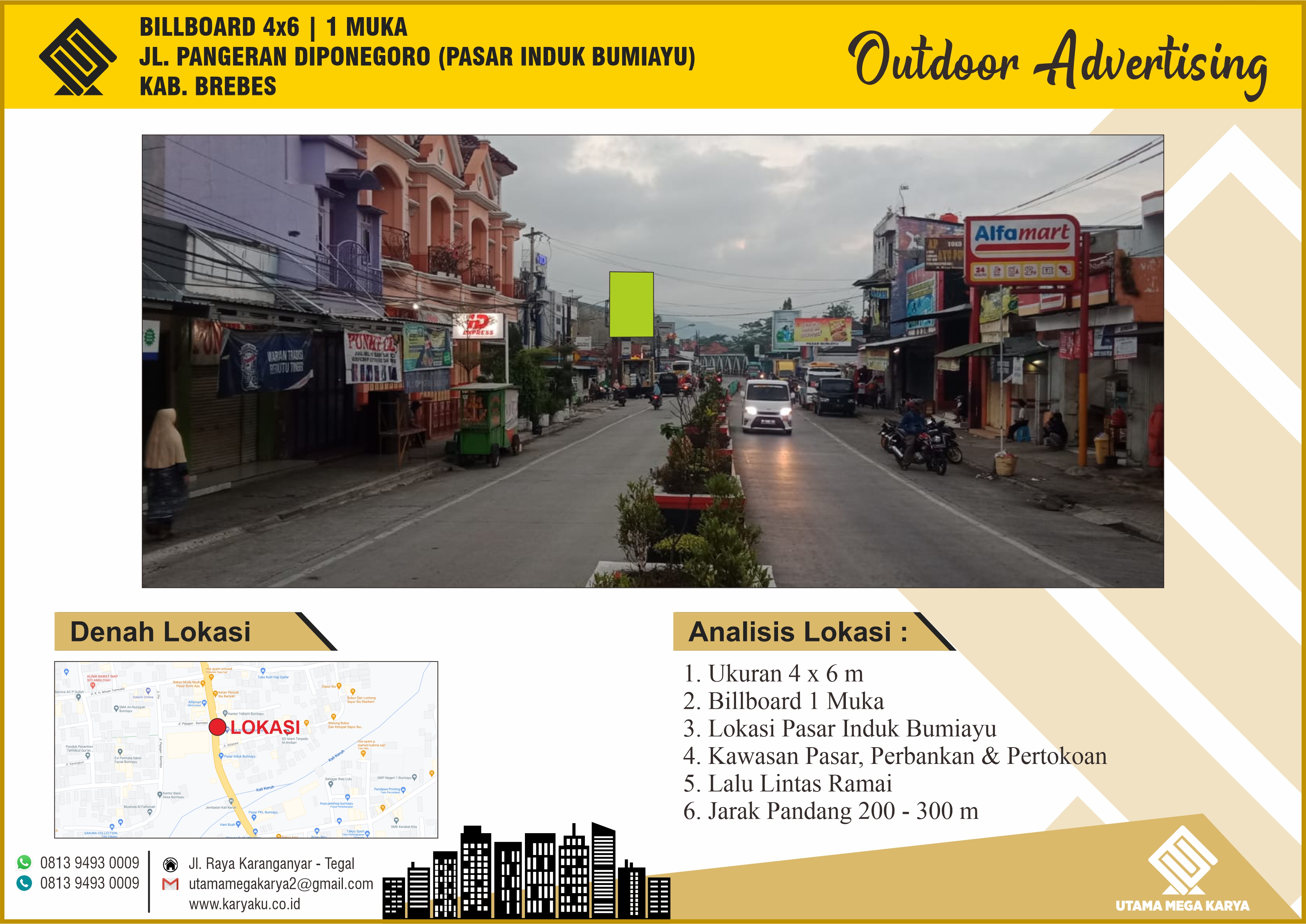 Sewa Titik Billboard Brebes, Jl. Pangeran Diponegoro (Pasar Induk Bumiayu), Kab.Brebes