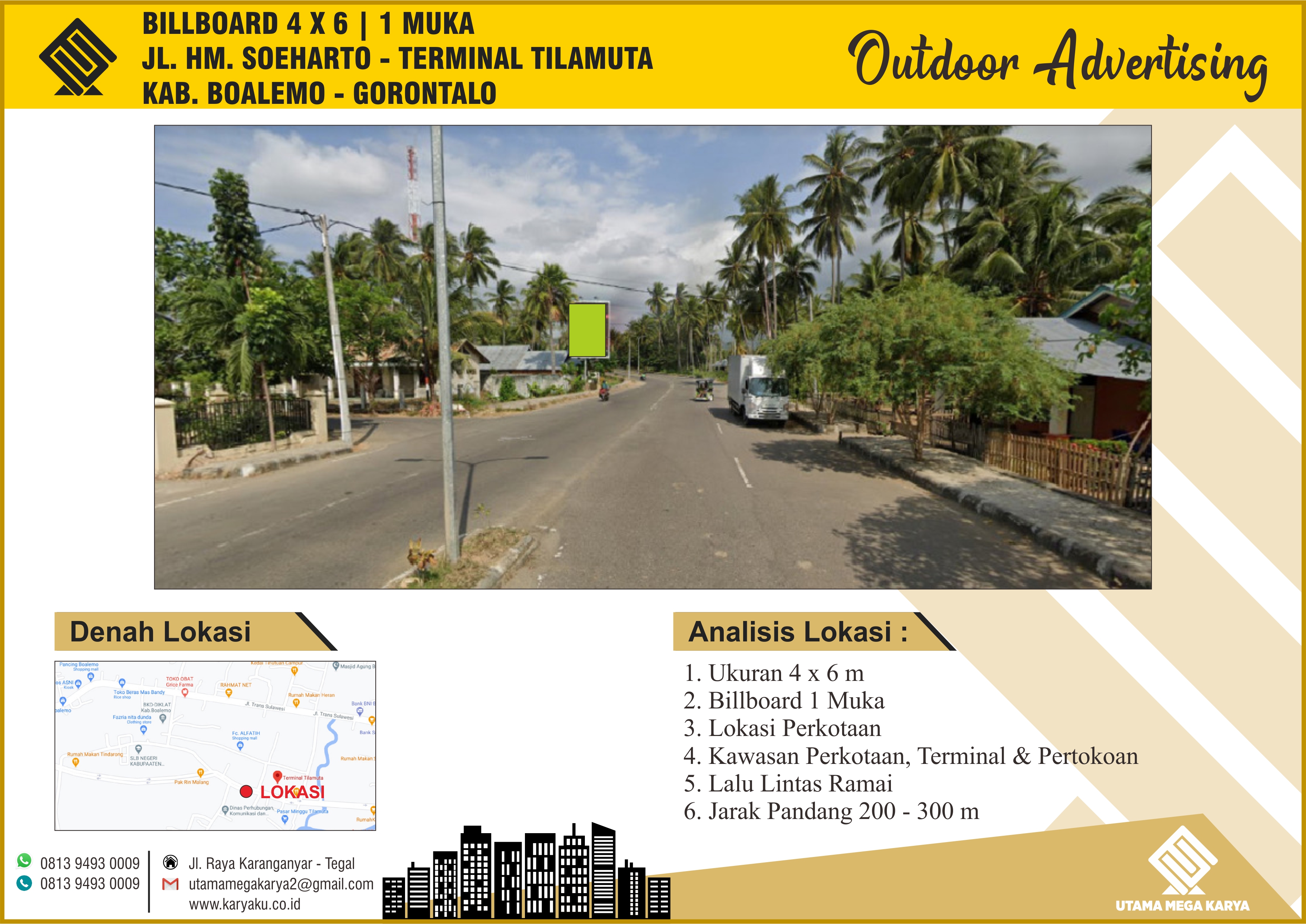 Sewa Titik Billboard dan Baliho di Gorontalo, Jl. HM. Soeharto (Terminal Tilamuta), Kab. Boalemo - Gorontalo