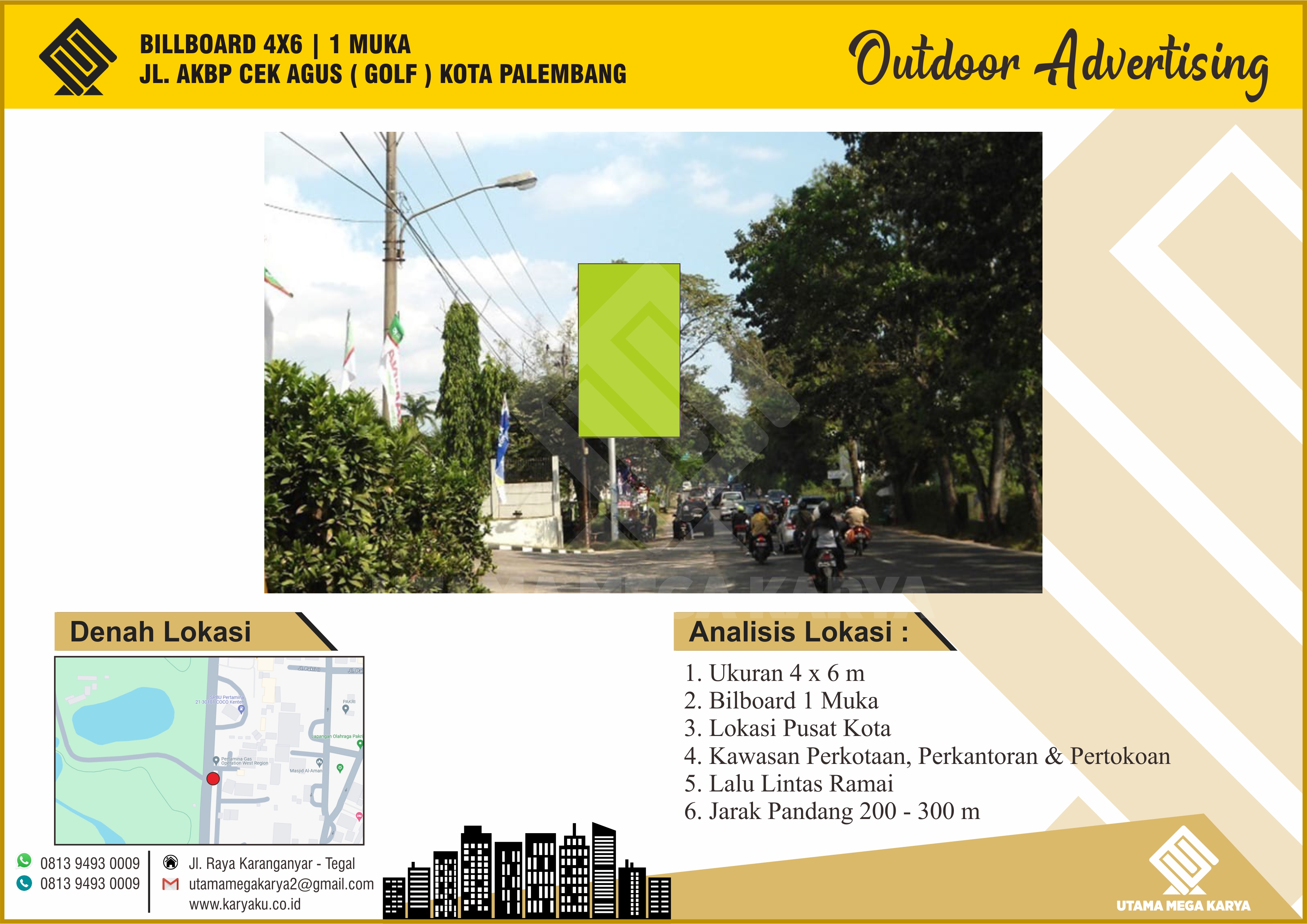 Sewa Titik Billboard Palembang, Jl. AKBP Cek Agus (Golf), Kota Palembang