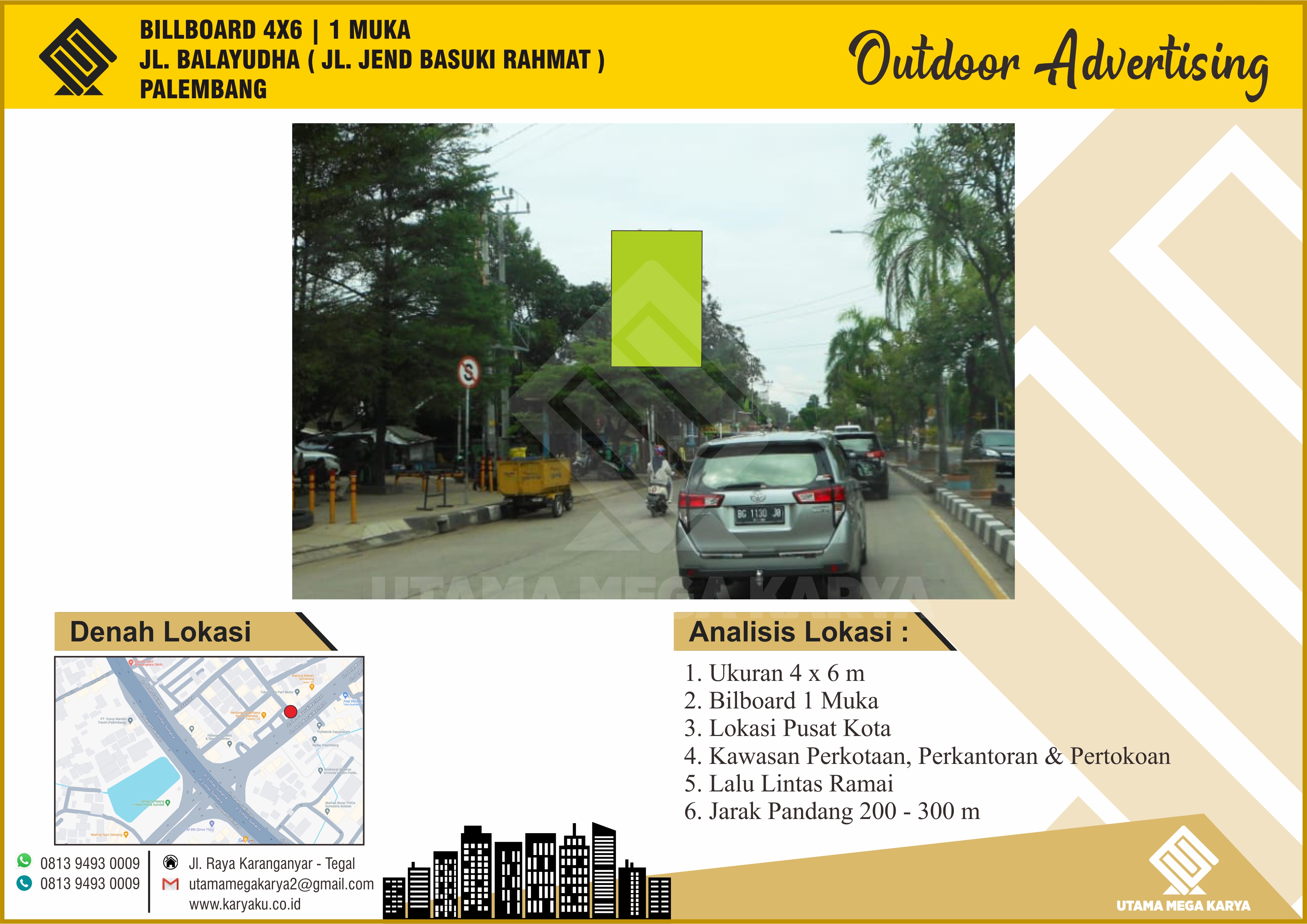 Sewa Titik Billboard Palembang, Jl. Balayudha (Jl. Jend Basuki Rahmat), Palembang