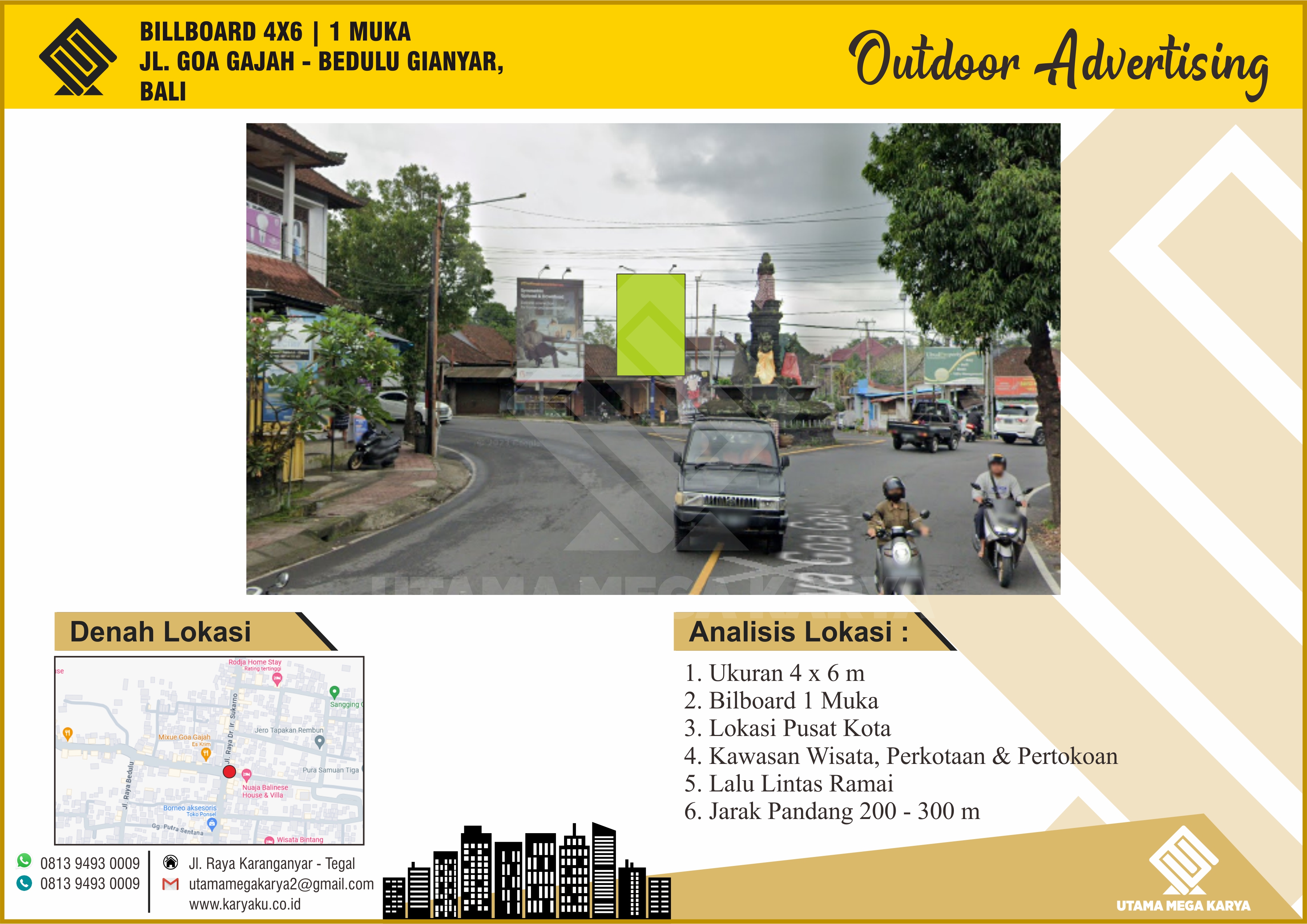 Sewa Titik Billboard dan Baliho di Bali, Jl. Goa Gajah - Bedulu Gianyar, Bali