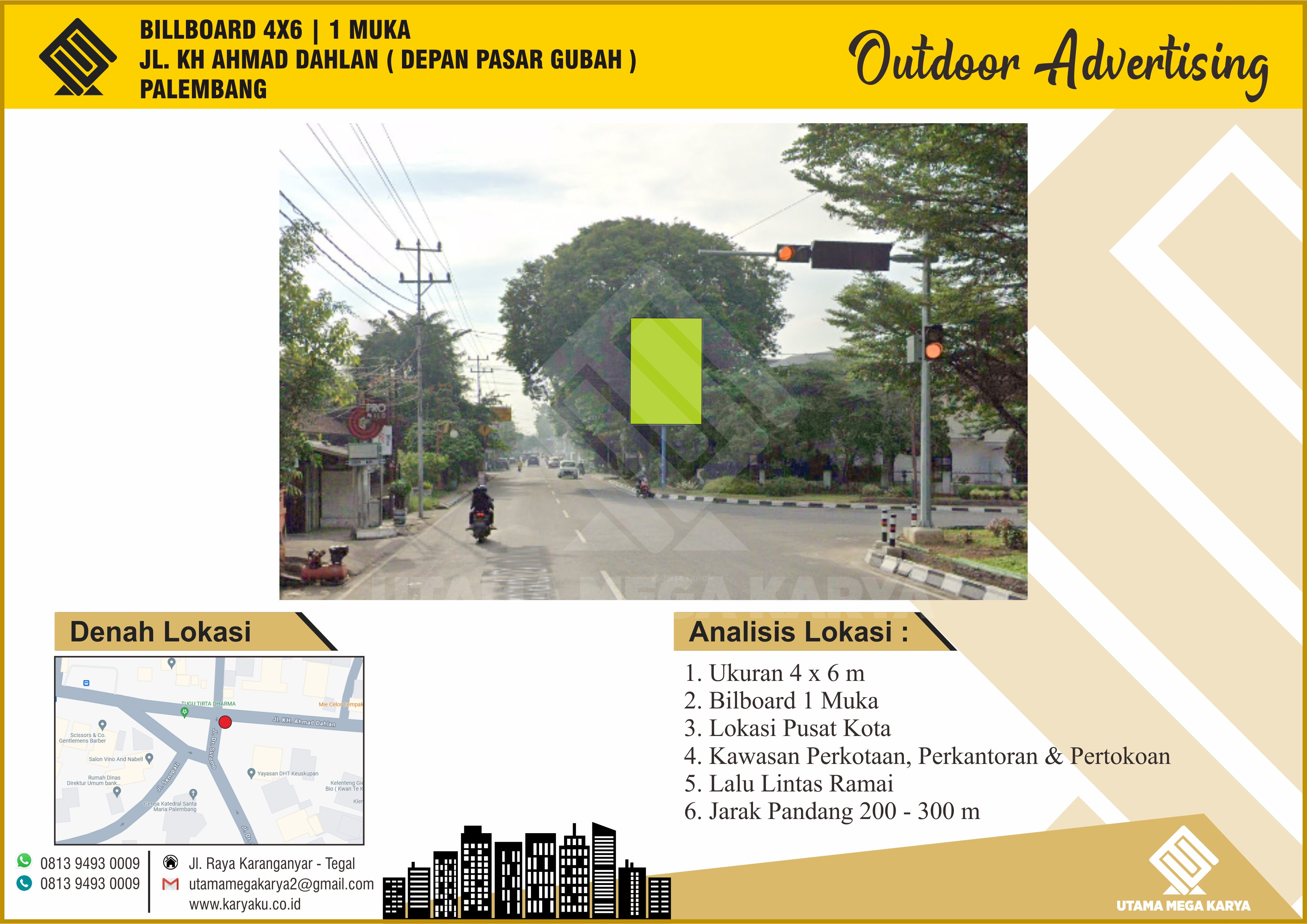 Sewa Titik Billboard Palembang, Jl. Kh Ahmad Dahlan (Depan Pasar Gubah), Palembang