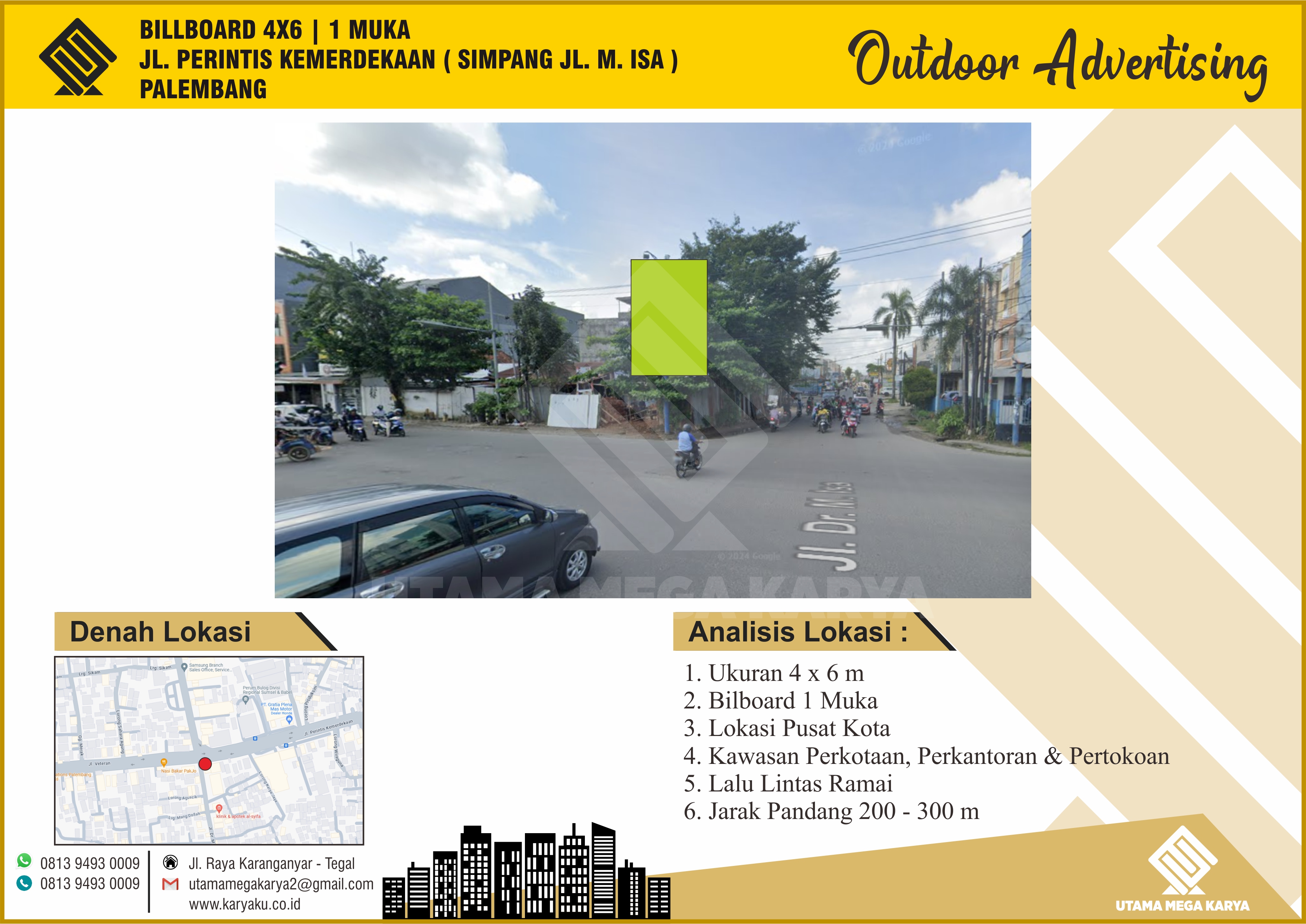 Sewa Titik Billboard Palembang, Jl. Perintis Kemerdekaan (Simpang Jl. M. Isa), Palembang