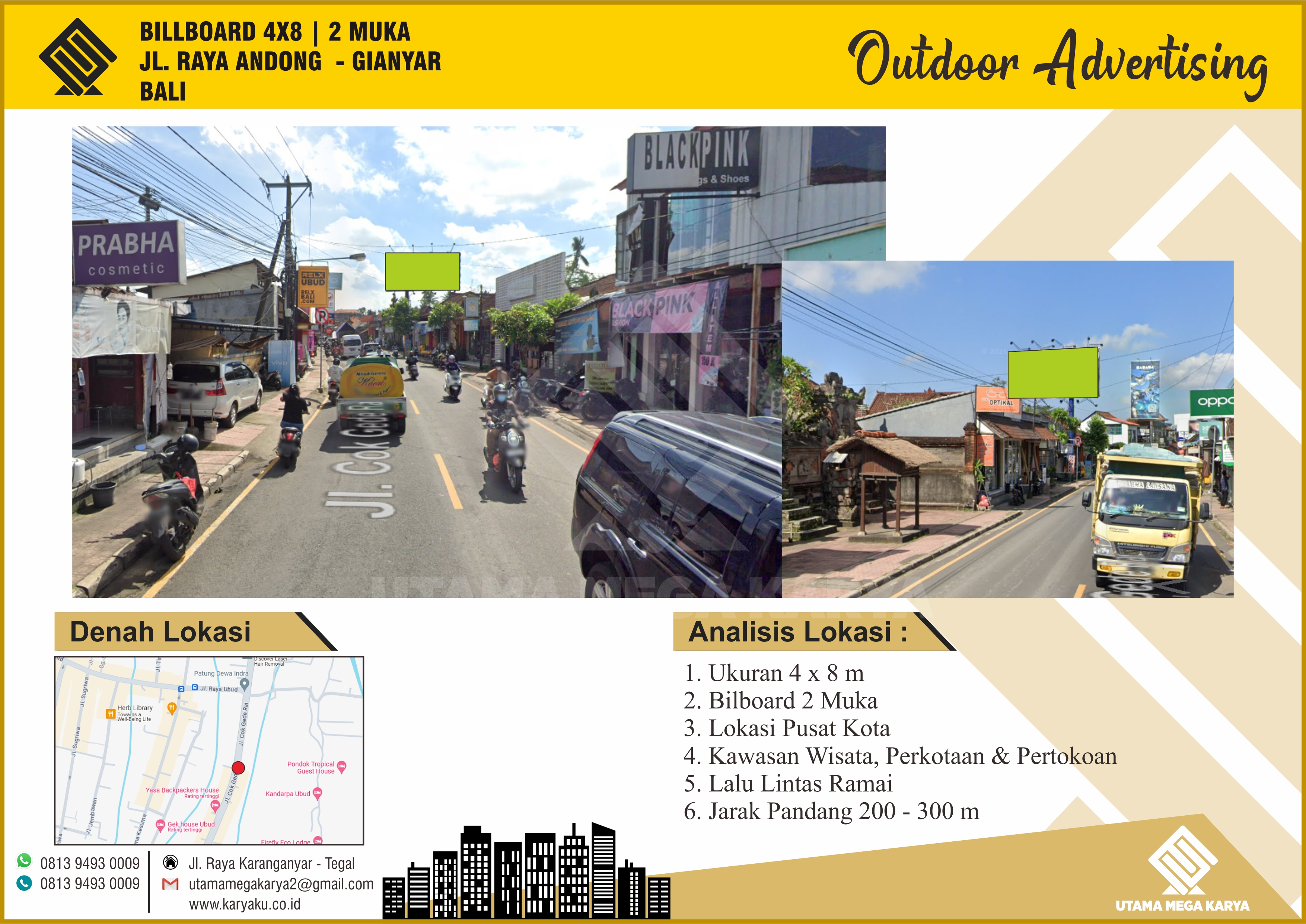 Sewa Titik Billboard dan Baliho di Bali, Jl. Raya Andong, Gianyar - Bali