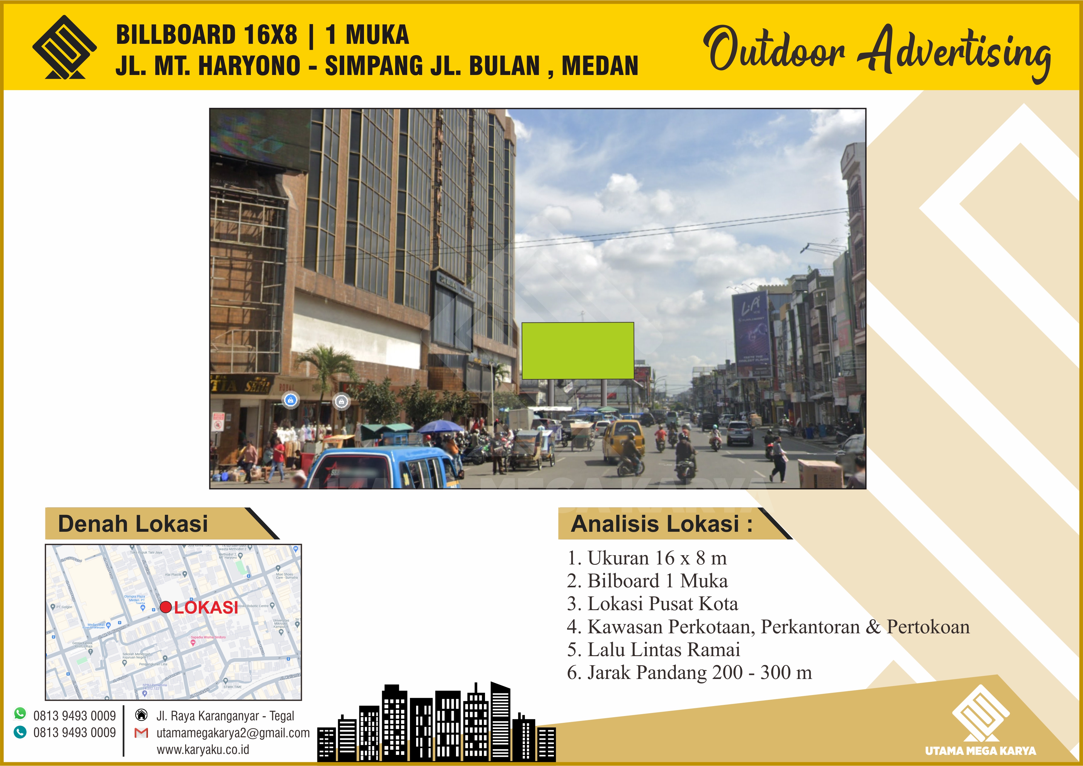 Sewa Titik Billboard dan Baliho di Medan, Jl. MT. Haryono - Simpang Jl. Bulan, Medan