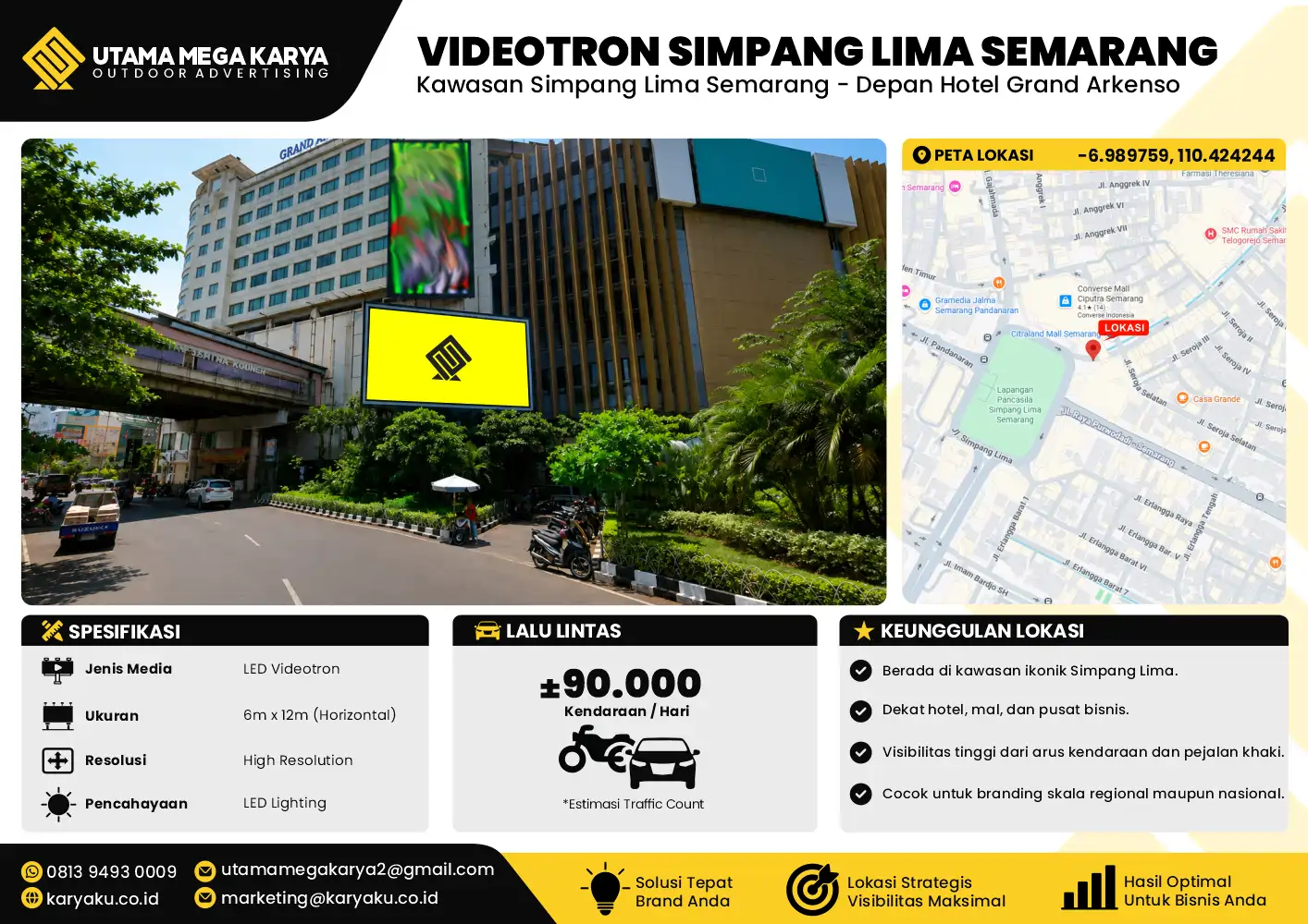 Sewa Videotron Semarang – Simpang Lima, Jl. KH. Ahmad. Dahlan, Depan Hotel Arkenso