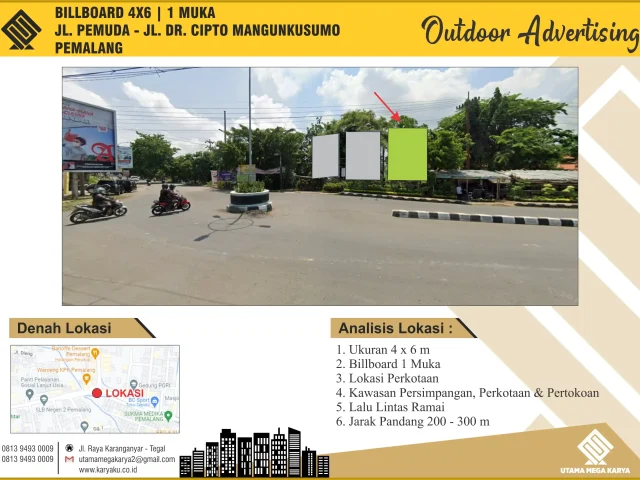 Sewa Titik Billboard di Pemalang, Jalan Dokter Cipto Mangunkusumo, Mulyoharjo, Kec. Taman, Kabupaten Pemalang