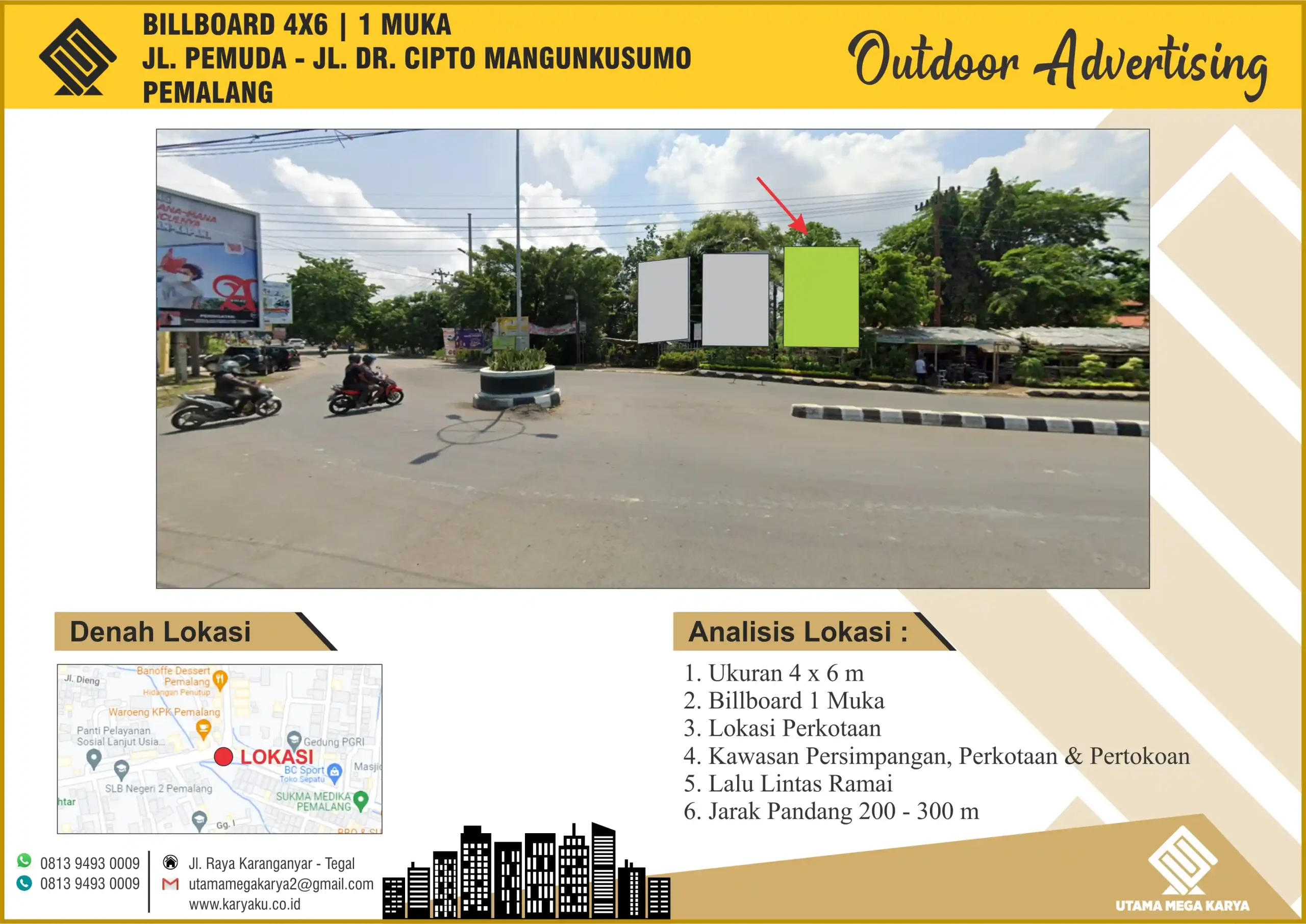 Sewa Titik Billboard di Pemalang, Jalan Dokter Cipto Mangunkusumo, Mulyoharjo, Kec. Taman, Kabupaten Pemalang