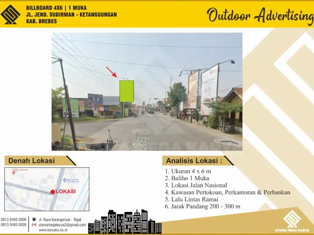 Sewa Titik Billboard di Brebes, Jl. Jend. Sudirman, Ketanggungan, Kec. Ketanggungan, Kabupaten Brebes